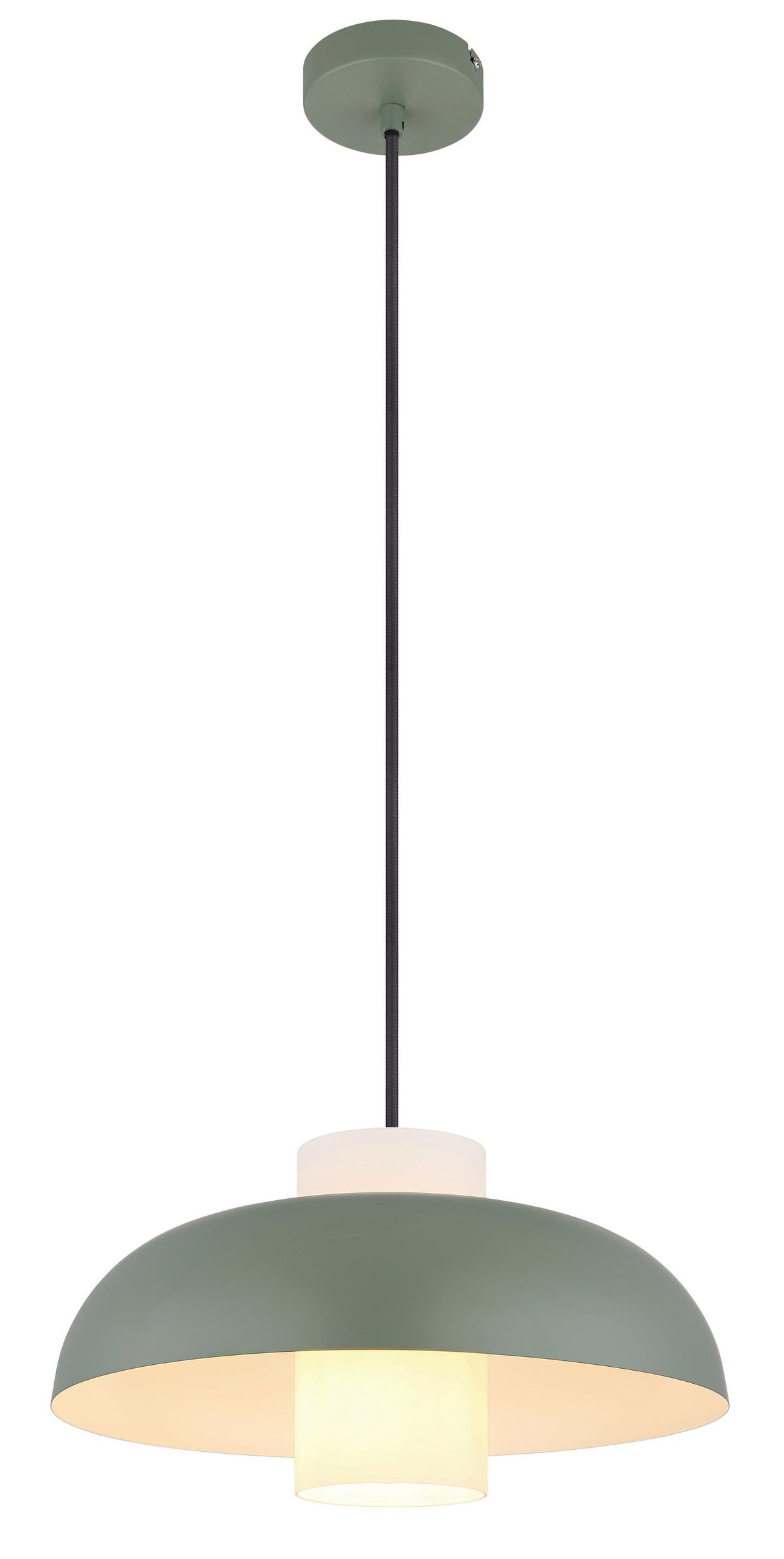 Hängeleuchte 15755g - Weiß/Grün, Trend, Glas/Textil (38/120cm) - Globo