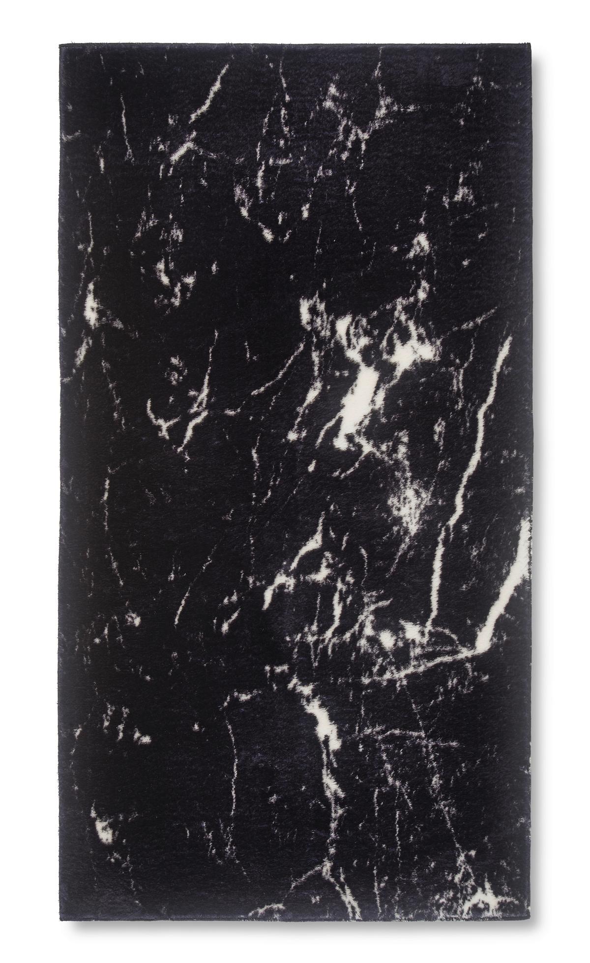 Fellteppich Gerda Schwarz 80x150 cm Waschbar - Schwarz, Basics, Kunststoff (80/150cm) - Luca Bessoni