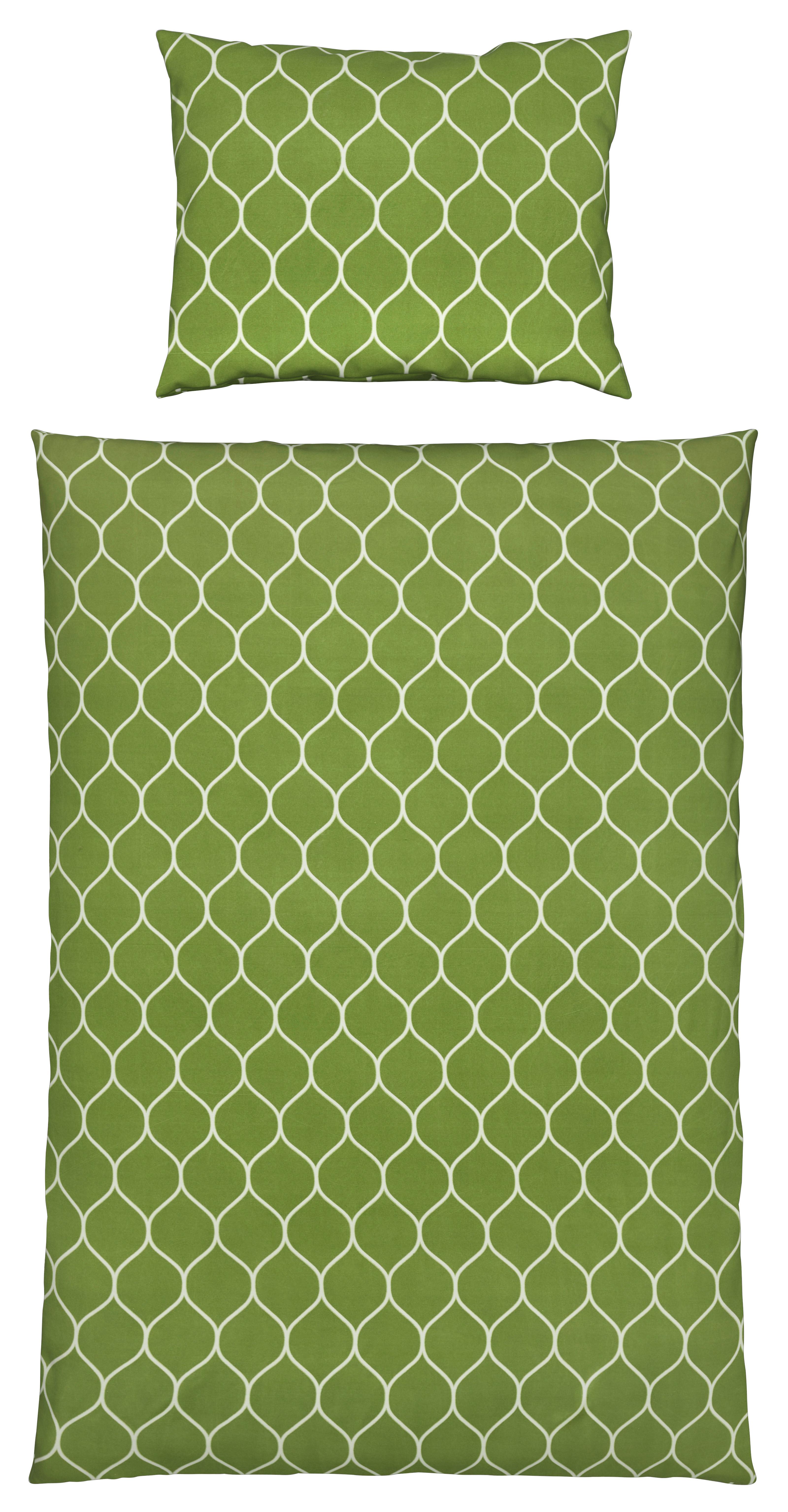 Bettwäsche 140x200 cm Trude Polyester Olivgrün - Olivgrün, KONVENTIONELL, Textil - Ondega