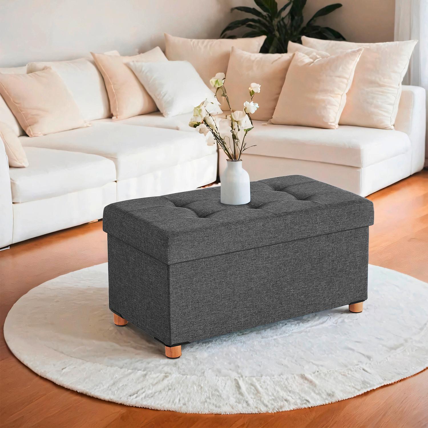 Sitzbox Grau B: 76 cm - Grau, Basics, Holzwerkstoff/Textil (76/40/38cm)