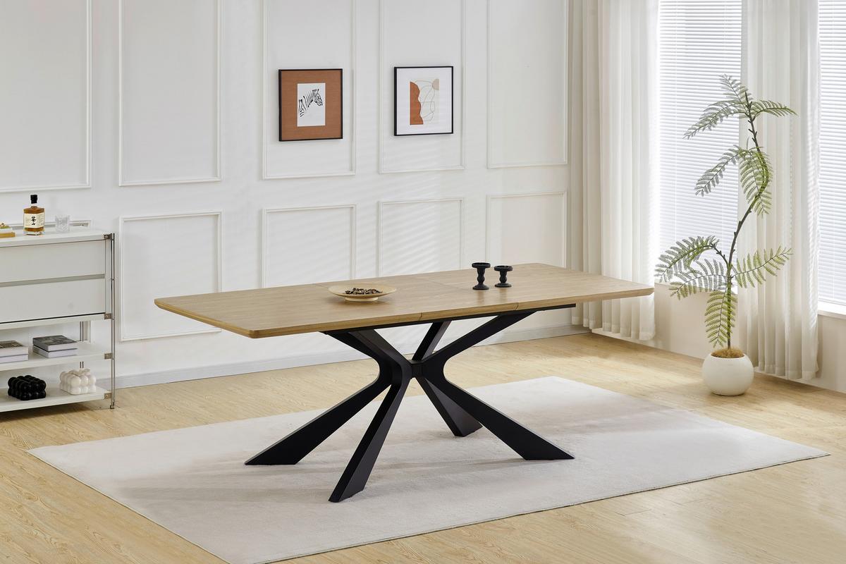 Esstisch Lulea Eichefarben/SchwaezL:160-210cm - Eichefarben/Schwarz, MODERN, Holz/Holzwerkstoff (160/210/90/76cm) - P & B