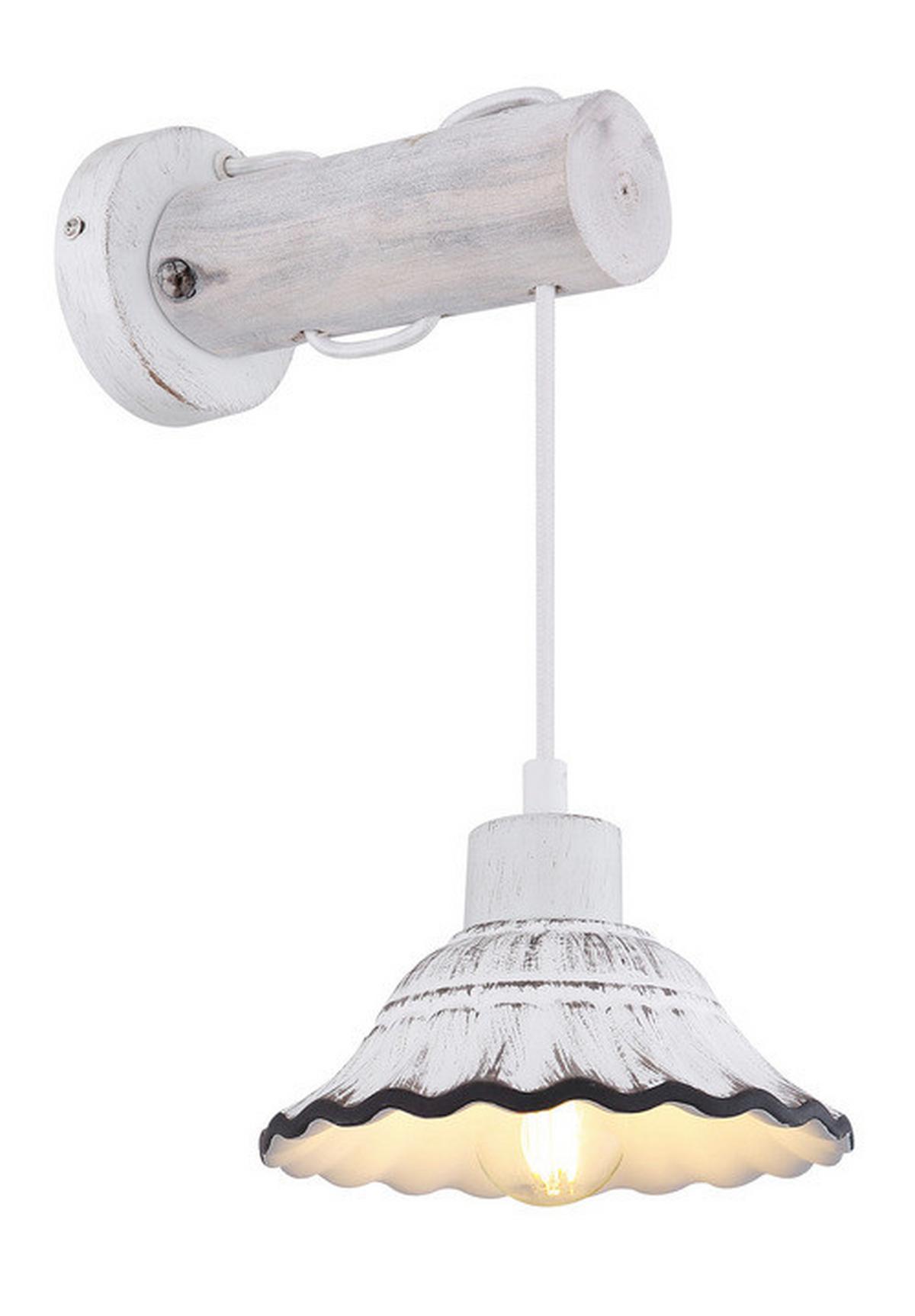 Wandleuchte Jowita 1-Flammig Im Landhausstil - Schwarz/Weiß, Basics, Holz/Keramik (17/26/32cm) - Globo