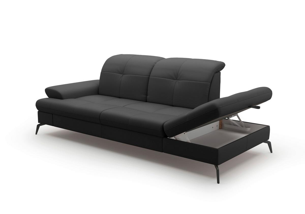 Récamiere Amica E, Schwarz B: 231 Cm - Schwarz, KONVENTIONELL, Leder/Textil (231/90/122cm) - Sit & More