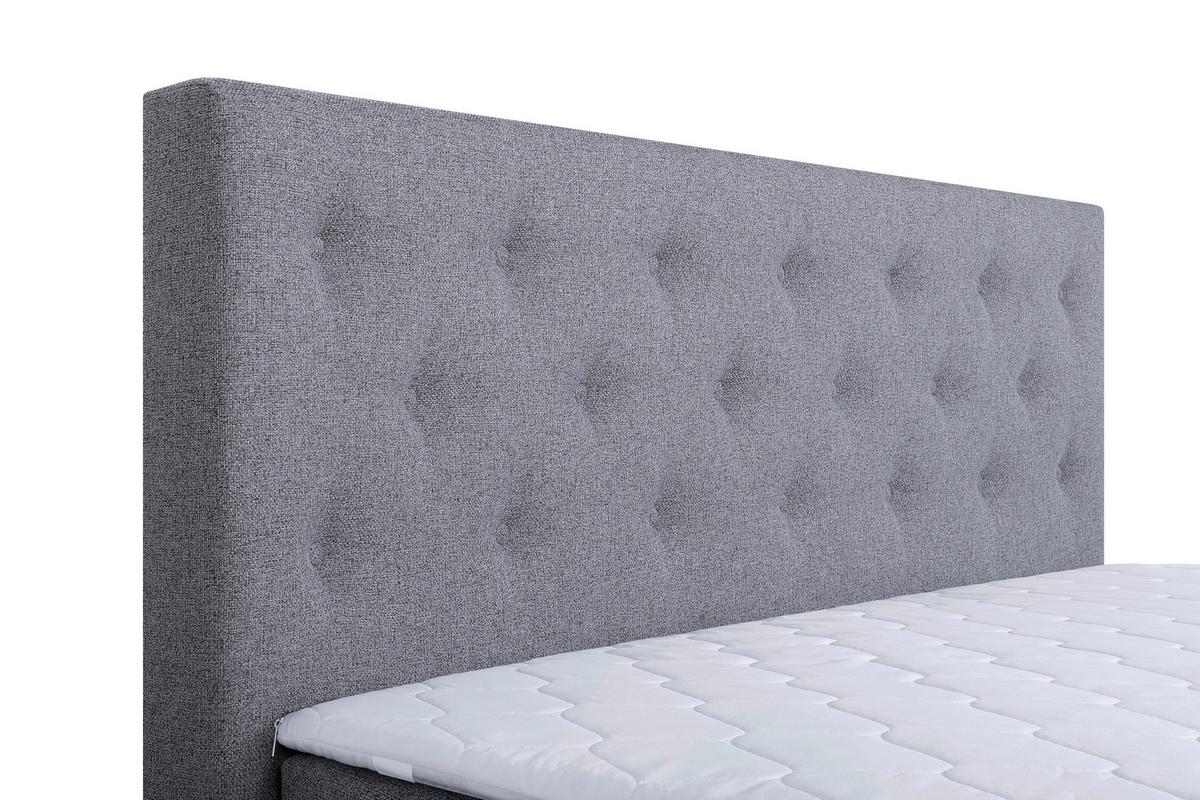 Boxspringbett mit Topper 180x200 Korfu - Chromfarben/Hellgrau, MODERN, Holzwerkstoff/Textil (180/200cm) - MID.YOU