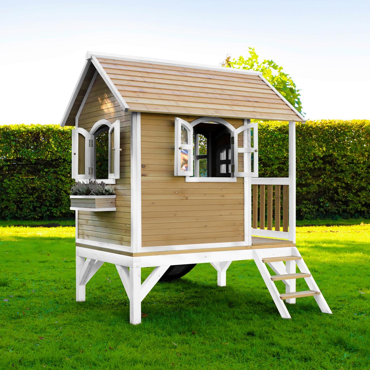 Spielhaus A030.036.81 - Rot/Braun, KONVENTIONELL, Holz (287/231/191cm) - Ambia Garden