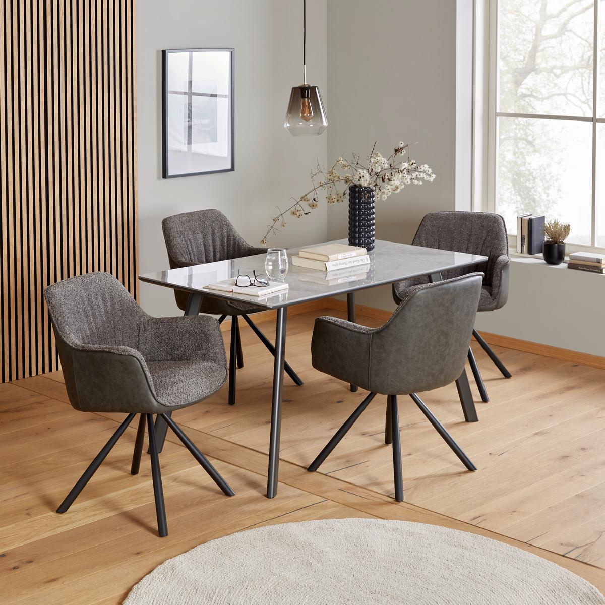 Armlehnstuhl Serena Grau Echtholz Beine - Schwarz/Grau, MODERN, Holz/Textil (62/82/62cm) - MID.YOU