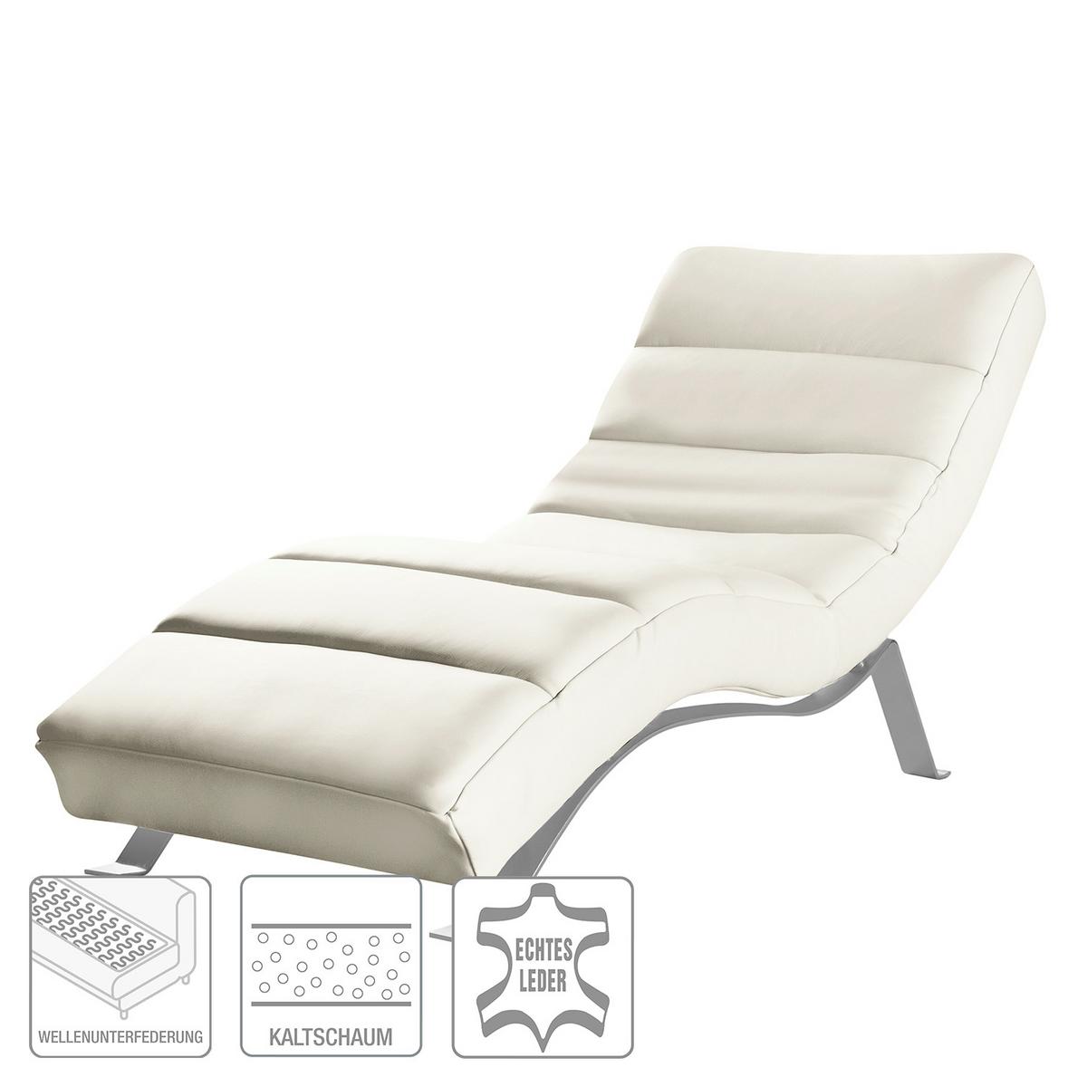 Relaxliege Swing Silver Weiß B: 65 cm - Silberfarben/Weiß, Design, Leder (65/65-95/171cm) - Livetastic