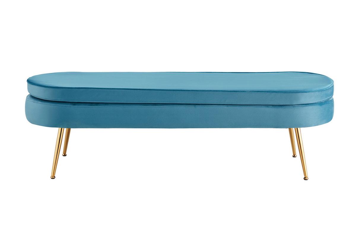 Hocker Blau B: 142 Cm - Blau/Goldfarben, MODERN, Textil (142/41/45cm) - Livetastic