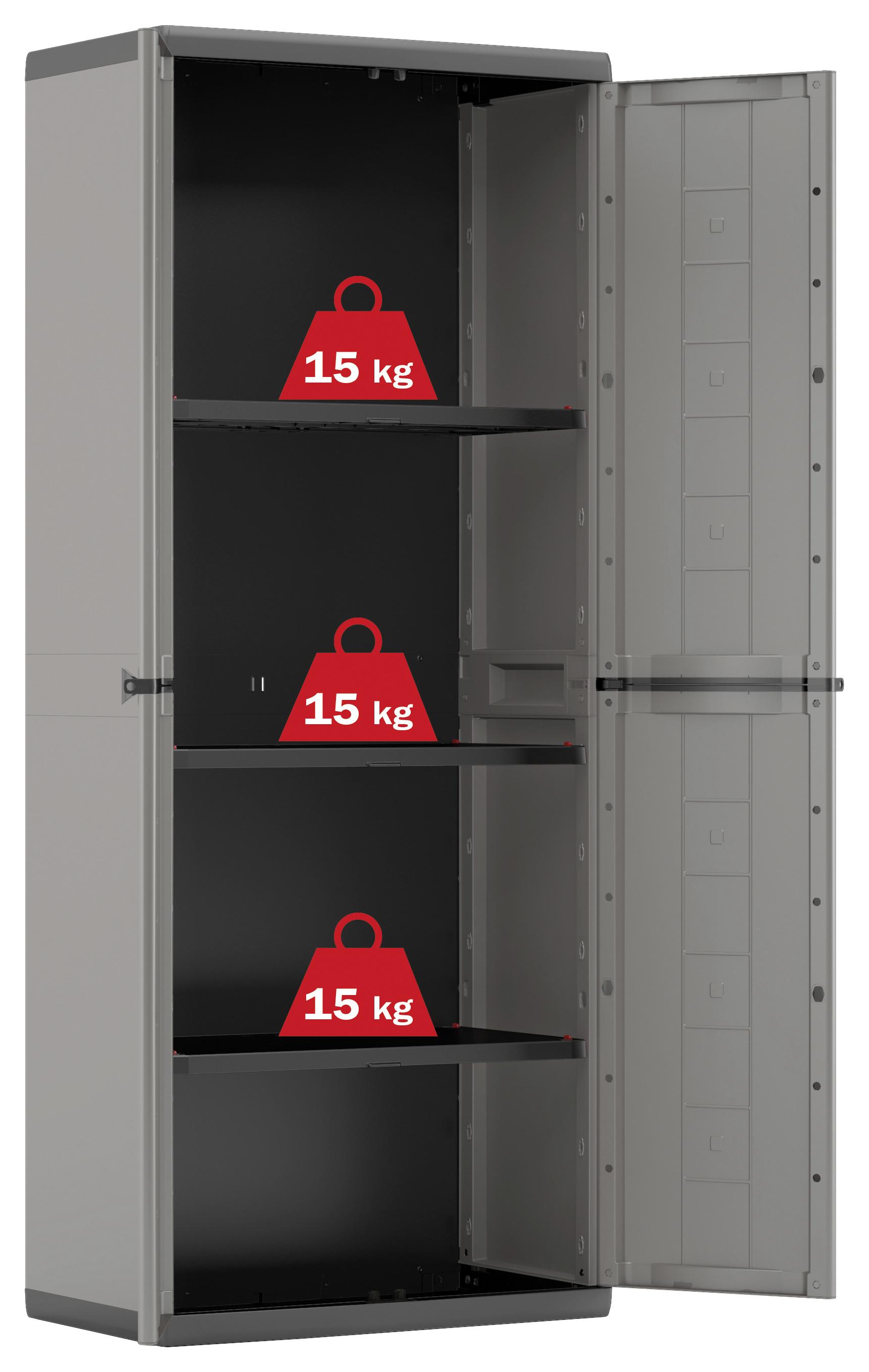 Plastová Skříň Jolly Vysoká Tmavě Šedá - šedá/černá, Konvenční, plast (68/166/39cm) - Keter