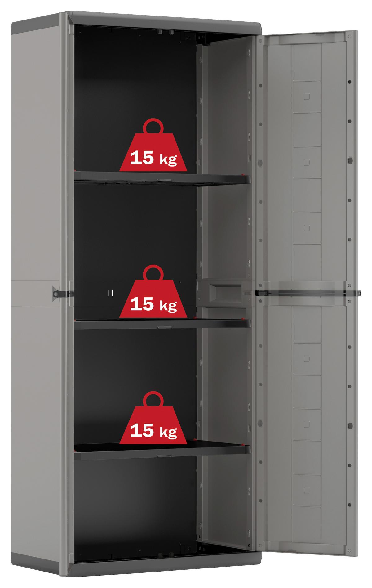 Plastová skrinka DAN vysoká tmavosivá - čierna/sivá, Konventionell, plast (68/166/39cm) - Keter