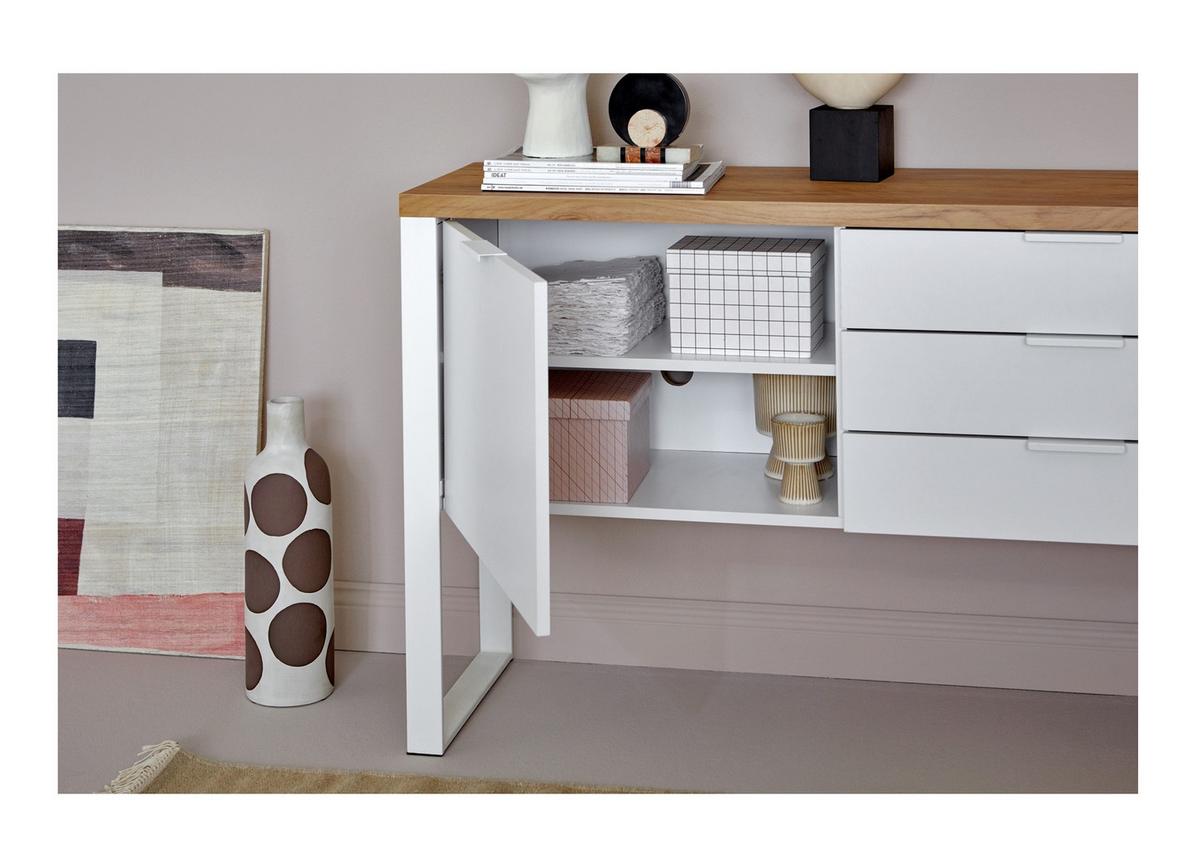 Sideboard Loop Sb 180 Eichefarben/weiß B: 180 Cm - Eichefarben/Weiß, KONVENTIONELL, Holzwerkstoff/Metall (180/76/40cm) - Livetastic