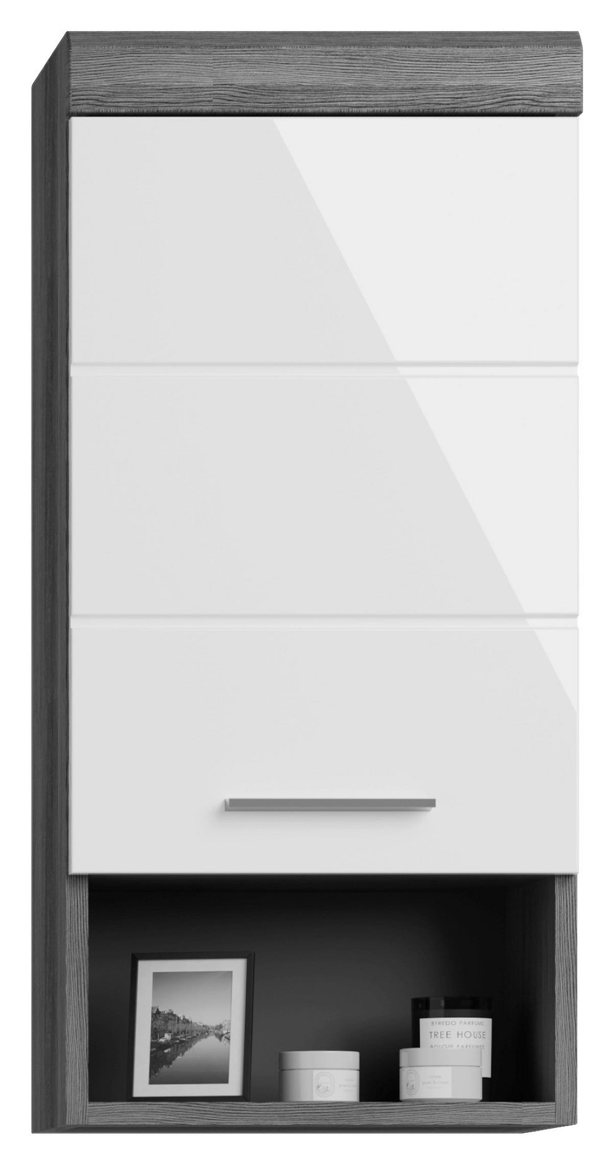 Badezimmer Scout - Weiß Hochglanz/Anthrazit, MODERN, Holzwerkstoff (97cm) - MID.YOU