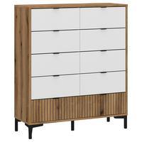 Kommode Ricko Eichefarben/Weiß B: 91,5 cm - Eichefarben/Schwarz, Trend, Holzwerkstoff (91,5/111,6/40cm)