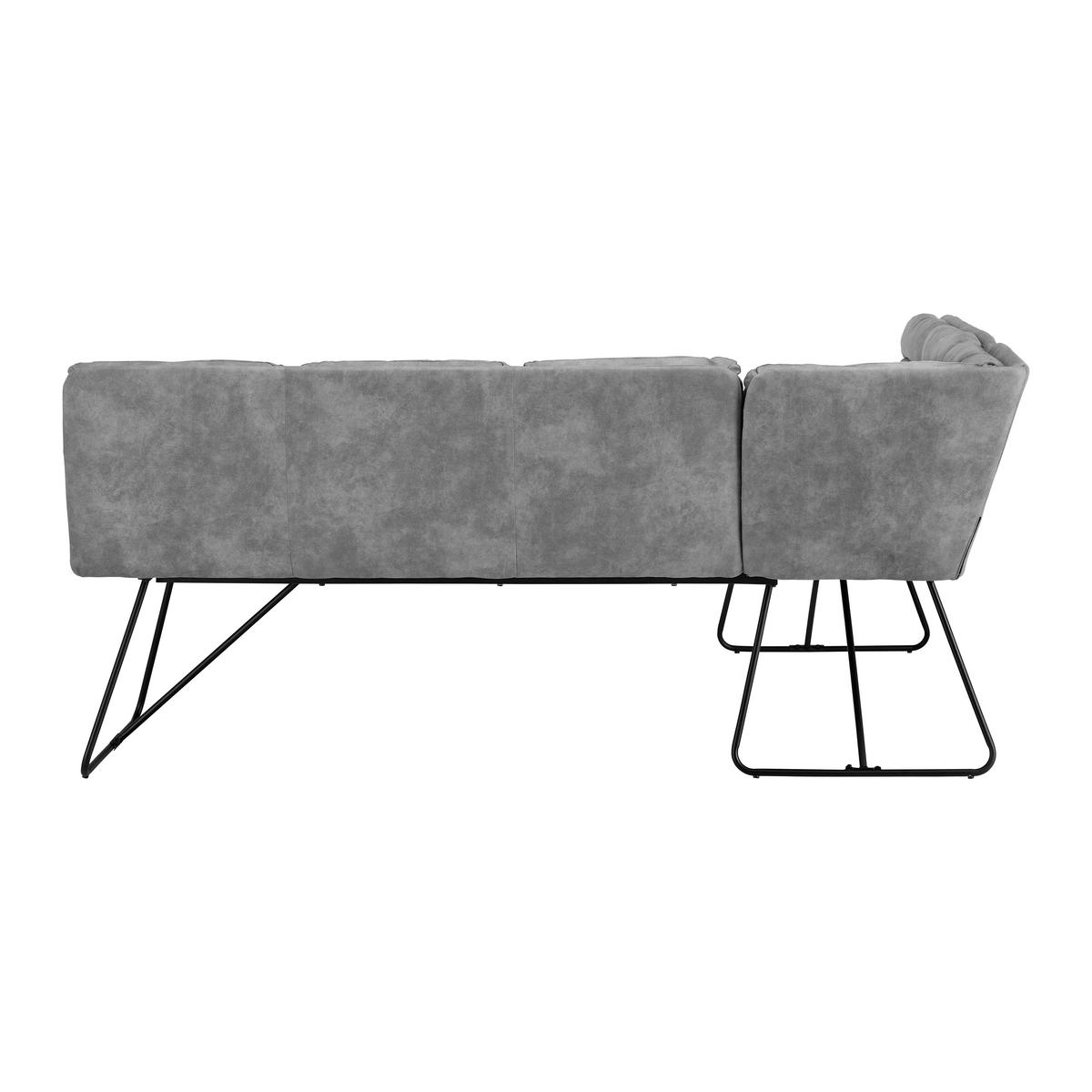 Rohová lavice KONA šedá - šedá/černá, Moderní, kov/dřevo (135/180cm) - P & B