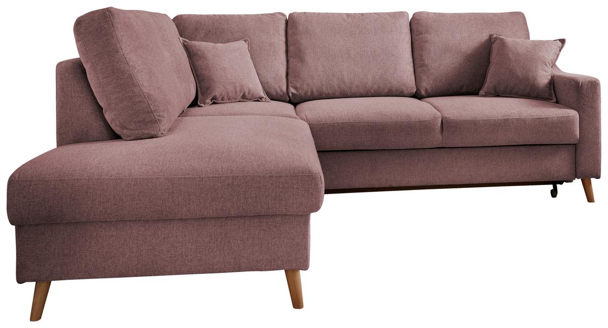 Ecksofa Mit Schlaffunktion Valentina Mit Kissen Rosa - Rosa/Naturfarben, KONVENTIONELL, Textil (200/230cm) - P & B