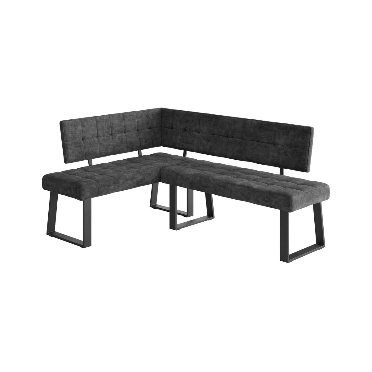 Eckbank Dunkelgrau Polyester Laslo 134x185 cm - Dunkelgrau/Schwarz, MODERN, Textil/Metall (134/185cm) - MID.YOU