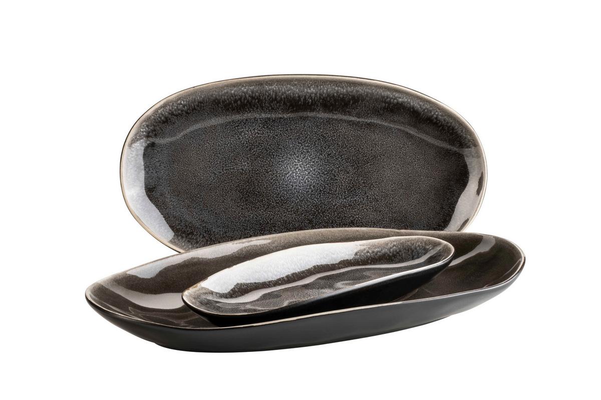 Servierplatte Niara Organic Braun Schwarz - Schwarz/Braun, Basics, Keramik (33/19cm) - Mäser