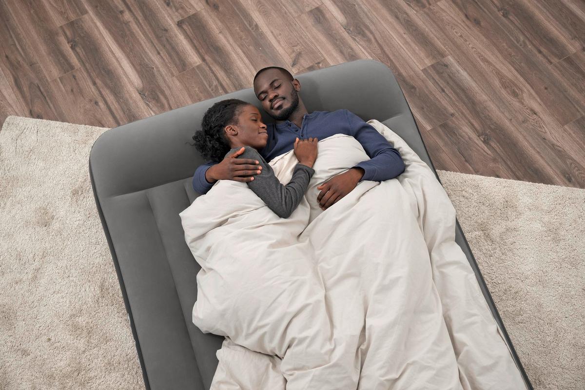 Luftbett Lisha 191x137x30 cm Bis 300kg, inkl. Pumpe - Dunkelgrau/Schwarz, KONVENTIONELL, Kunststoff/Metall (191/137/30cm) - Bestway