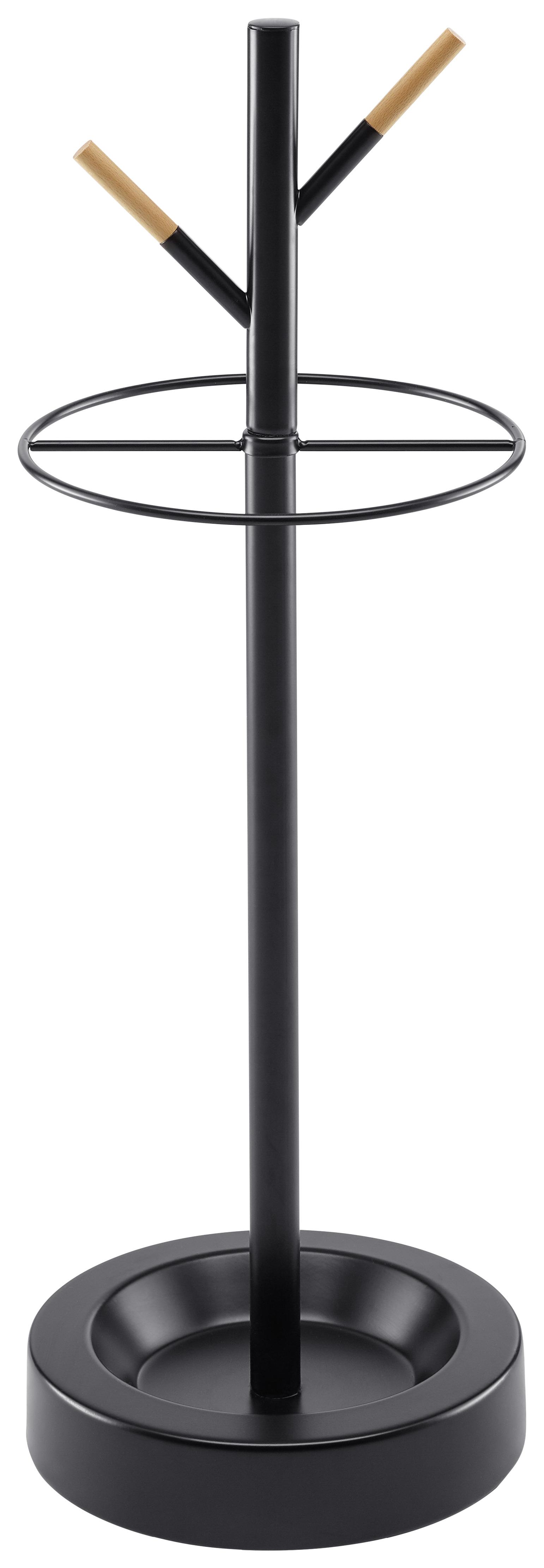 Stojan Na Slunečník Mick - černá/přírodní barvy, Moderní, kov/dřevo (26/74/26cm) - Modern Living