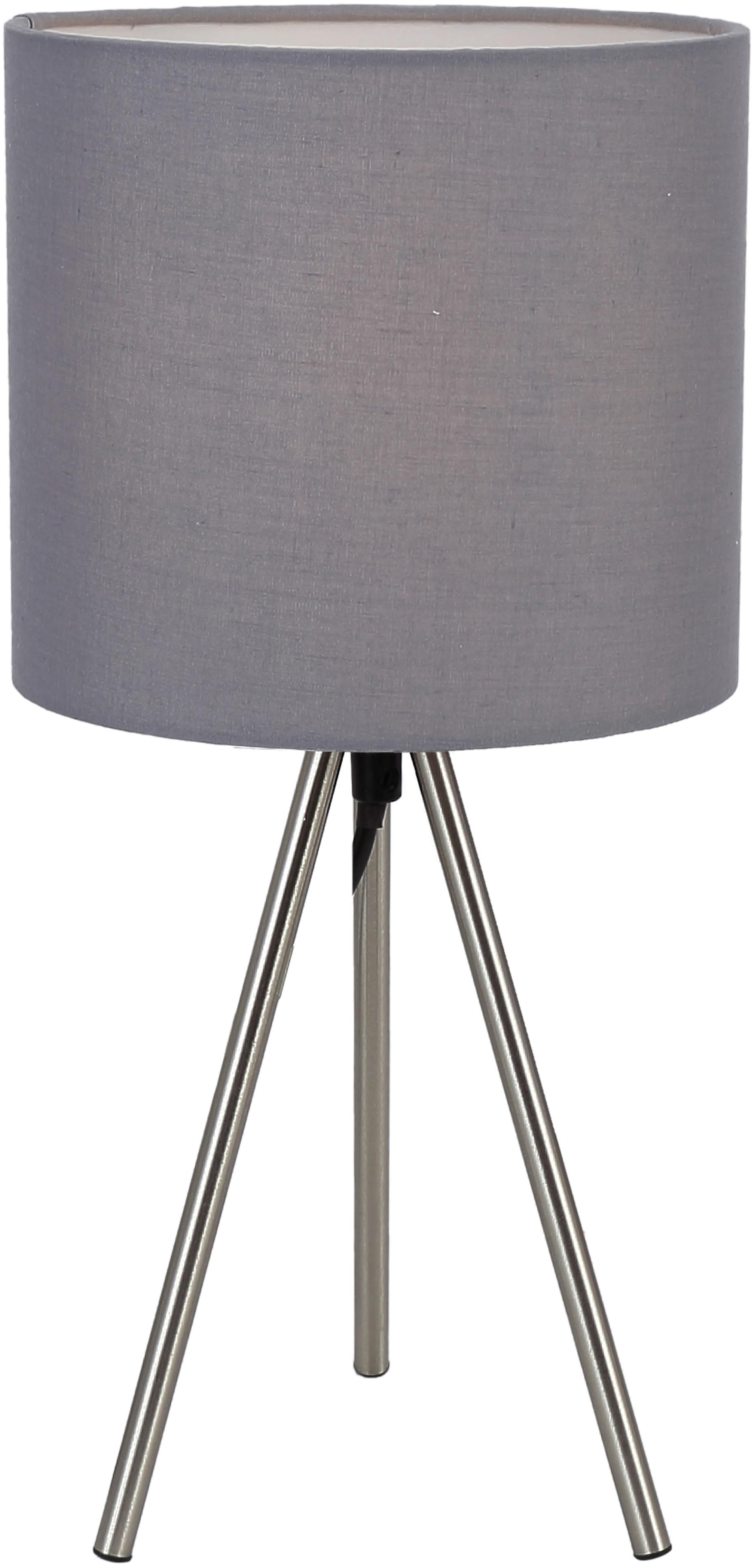 Tischlampe Desa Grau mit Schnurschalter - Grau/Nickelfarben, KONVENTIONELL, Textil/Metall (17/35cm) - Ondega