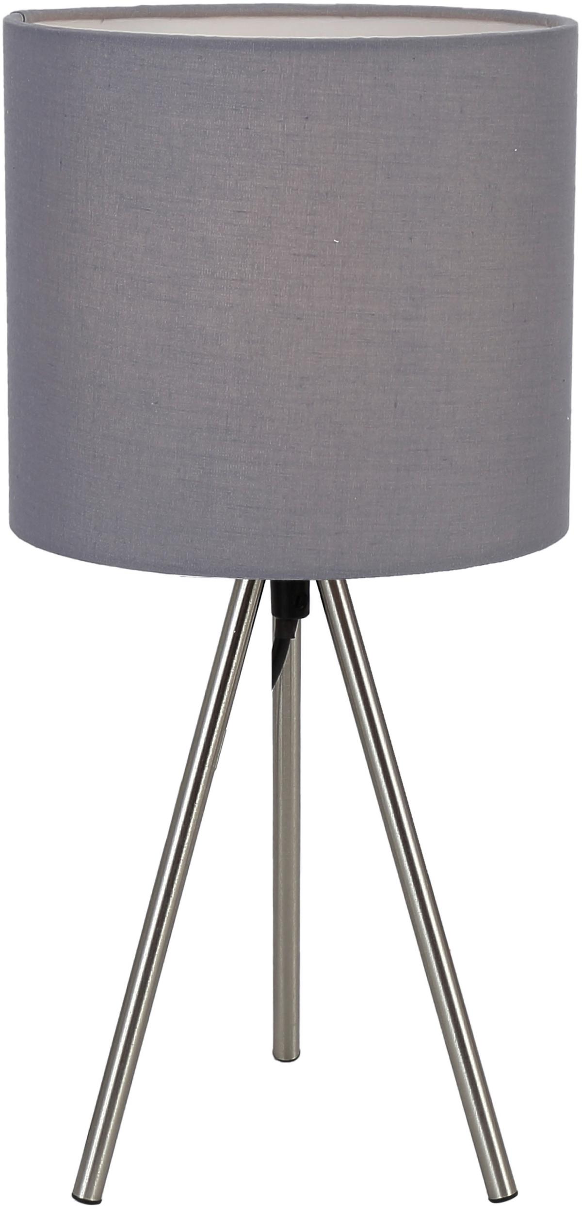 Tischlampe Desa Grau mit Schnurschalter - Grau/Nickelfarben, KONVENTIONELL, Textil/Metall (17/35cm) - Ondega