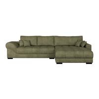Boxspringecksofa Emil Webstoff dunkelgrün, S:343x217cm - Dunkelgrün/Schwarz, ROMANTIK / LANDHAUS, Holzwerkstoff/Textil (343/217cm)