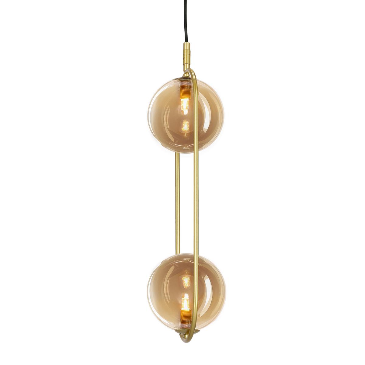 Pendelleuchte 32-44105 Cordel - Messingfarben/Bernsteinfarben, KONVENTIONELL, Metall (18.5/14/140cm)