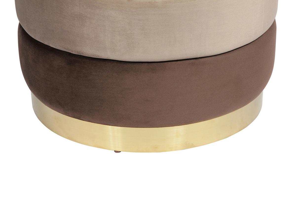 Hocker Elyse 100 Beige/Braun D: 50 cm - Beige/Goldfarben, Design, Textil (50/42cm) - Kayoom