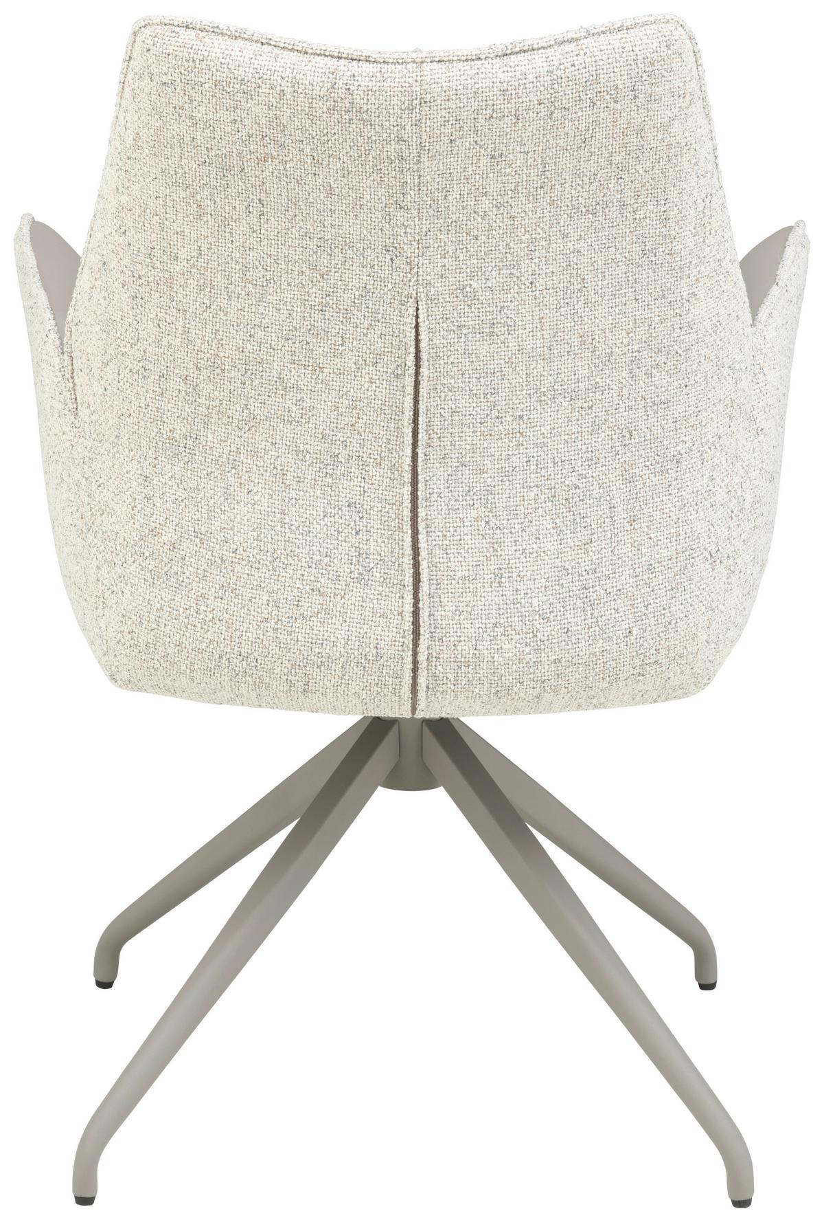 Armlehnstuhl Darcy Lederlook Grau 360° Drehbar - Champagner/Grau, KONVENTIONELL, Textil/Metall (61/82,5/61cm) - Livetastic