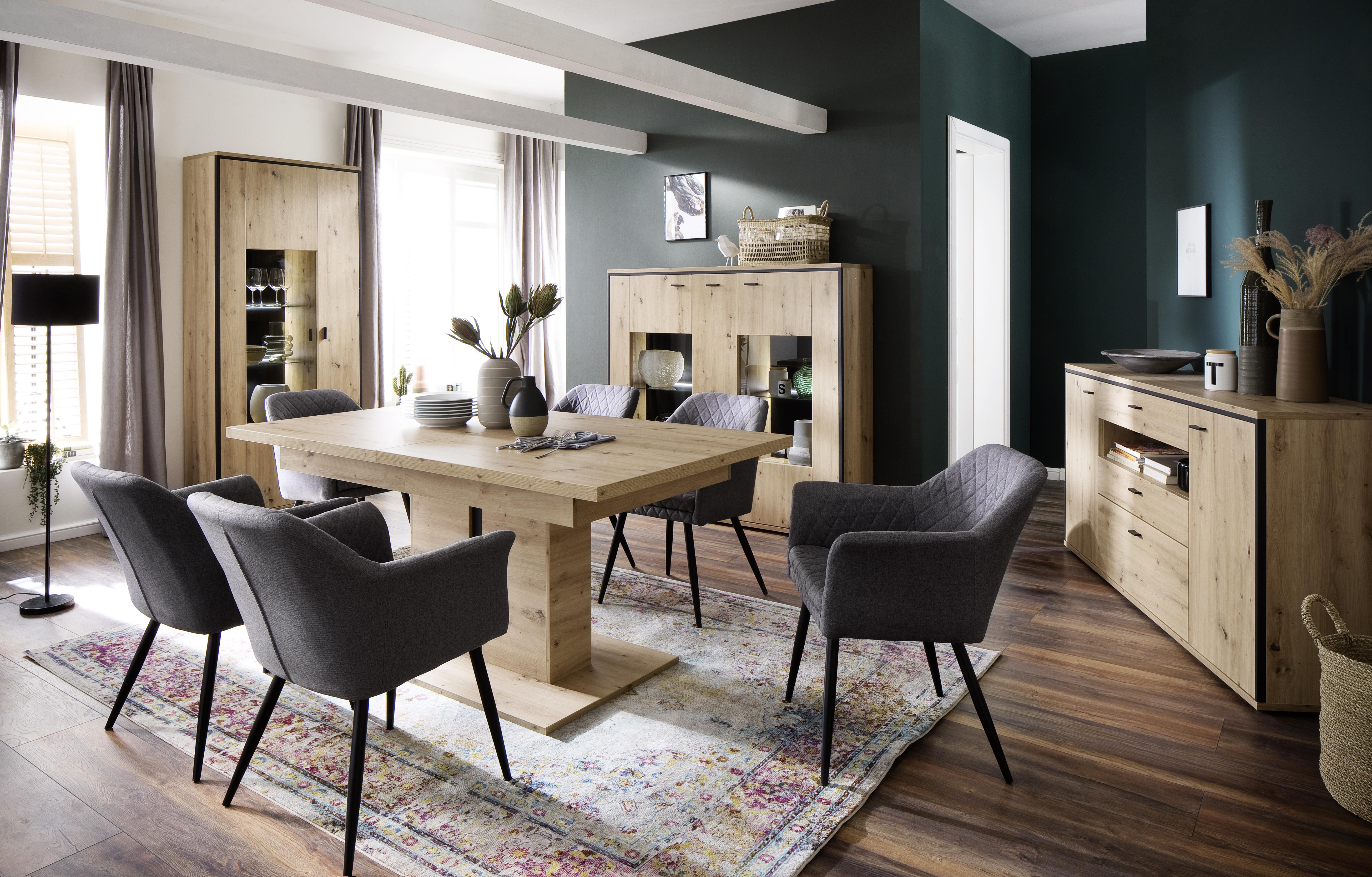Esstisch ausziehbar Buenos Aires 180-280x100 cm - Eichefarben/Anthrazit, Design, Holzwerkstoff (180-280/100/77cm) - MID.YOU