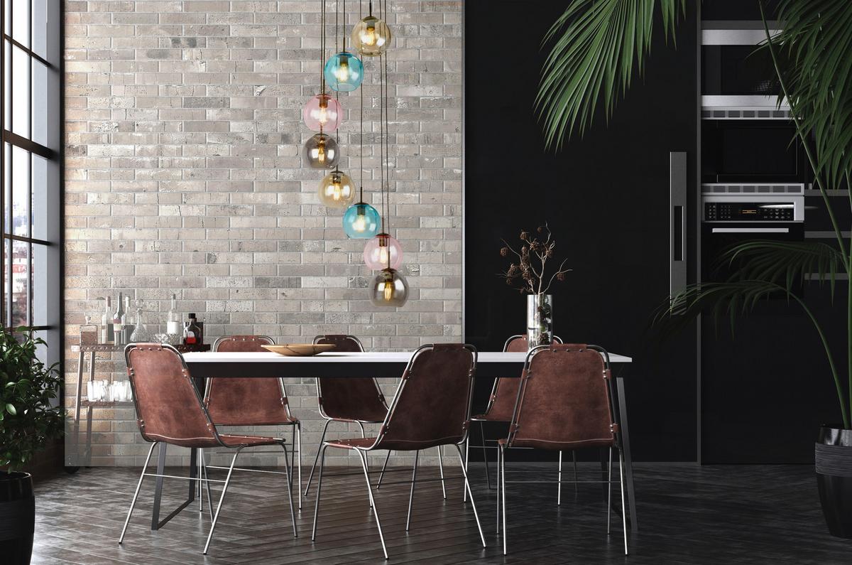 Függőlámpa 94008-8bk - pink/Pezsgő, Design, üveg/fém (54/200cm)