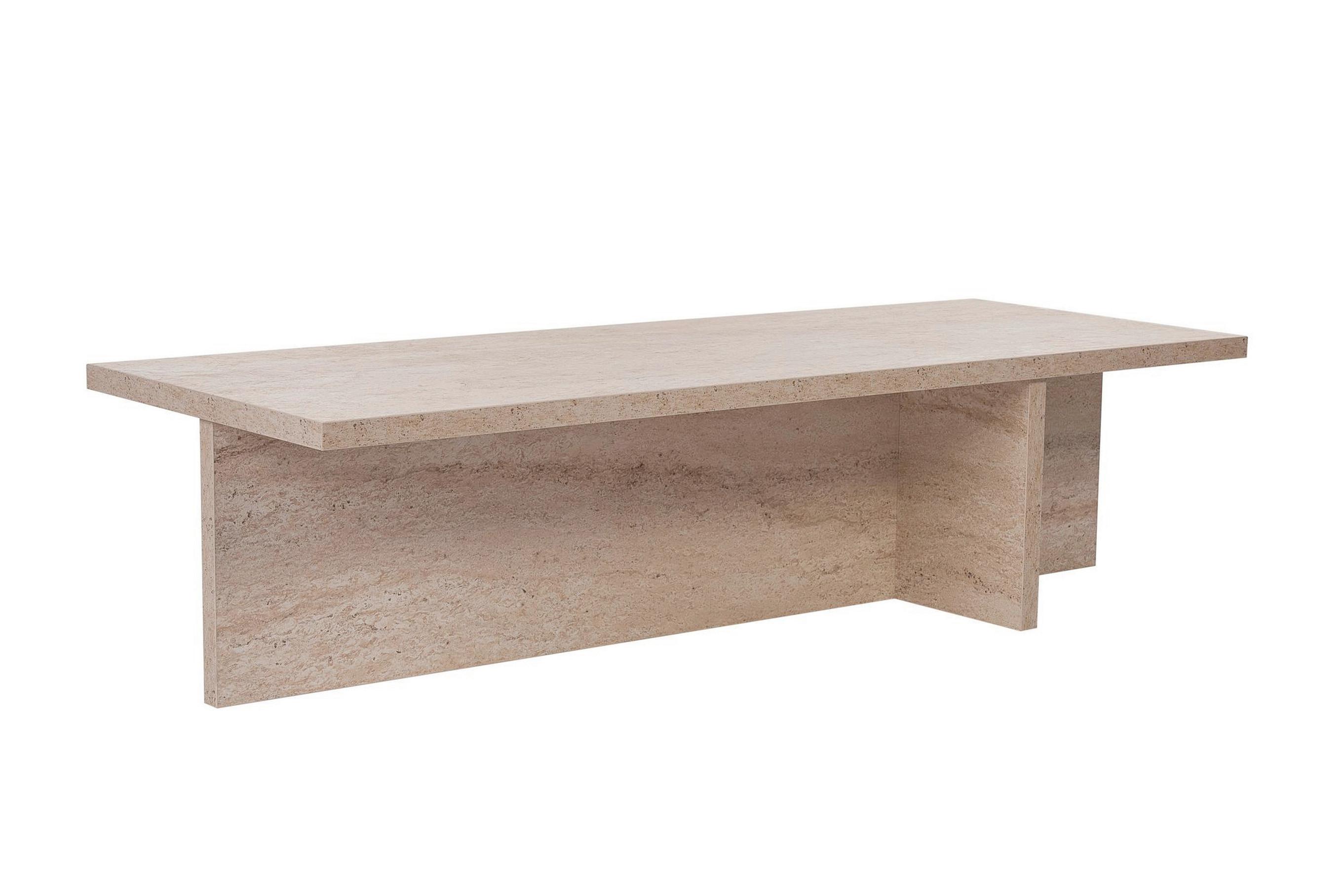 COUCHTISCH Travertine B: 120cm - Elfenbein, MODERN, Holzwerkstoff (120/30/45cm)
