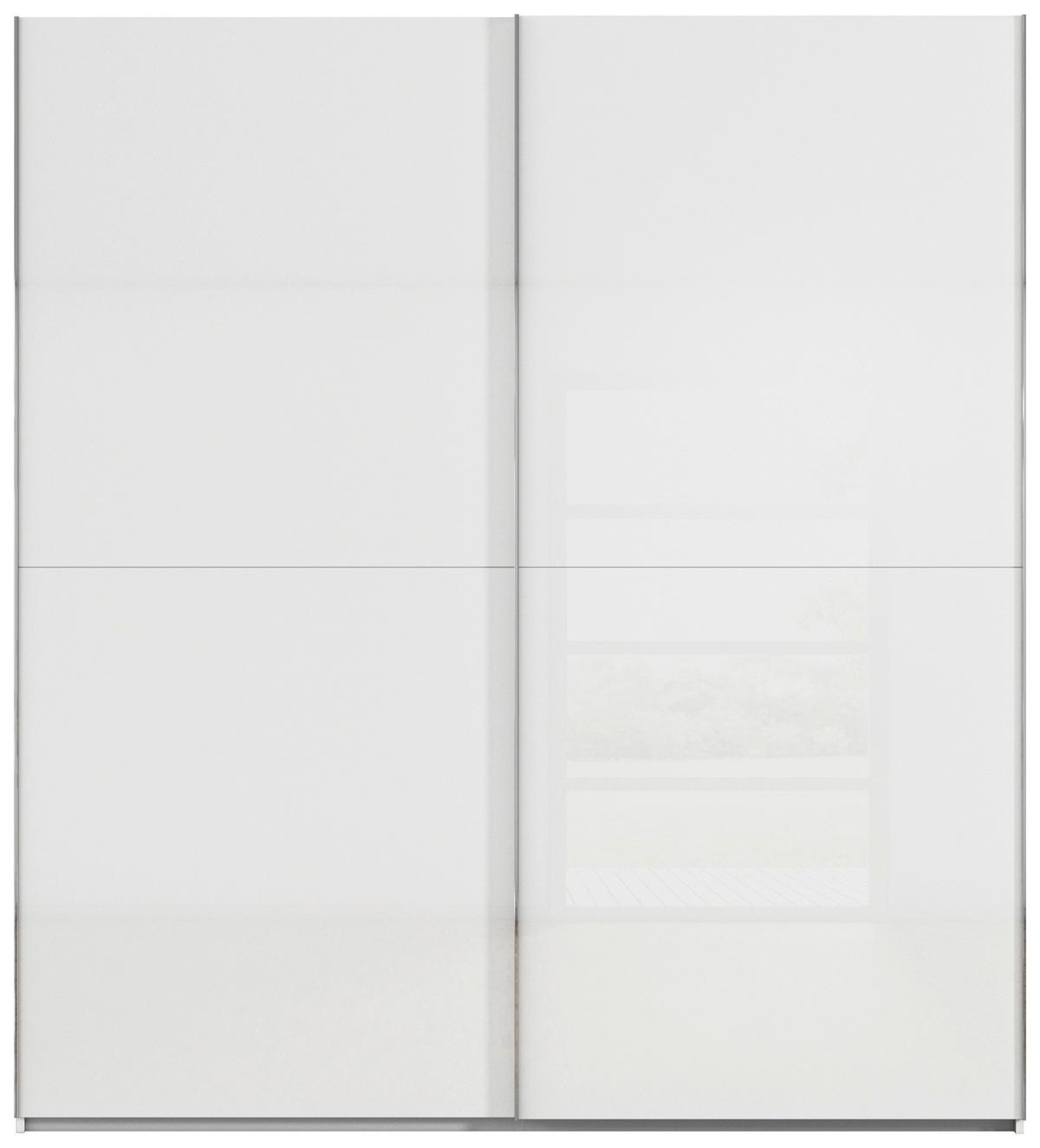 Schwebetürenschrank Fifty 2trg Weiß/Weißglas, B: 201 cm - Weiß, KONVENTIONELL, Glas/Holzwerkstoff (201/222/64cm) - Luca Bessoni