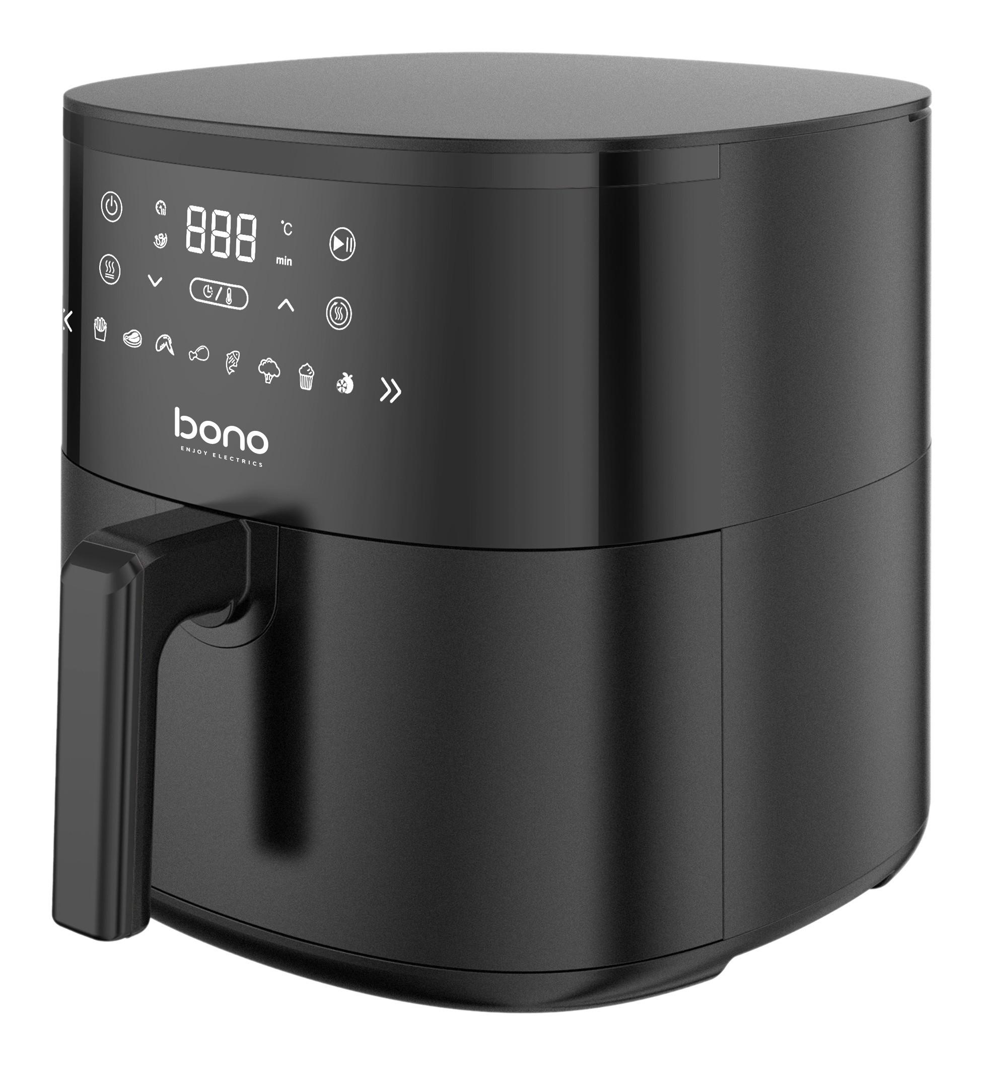 HEISSLUFTFRITTEUSE 6,15 Liter Fassung - Schwarz, Basics, Kunststoff/Metall (36/29/27,9cm) - Bono