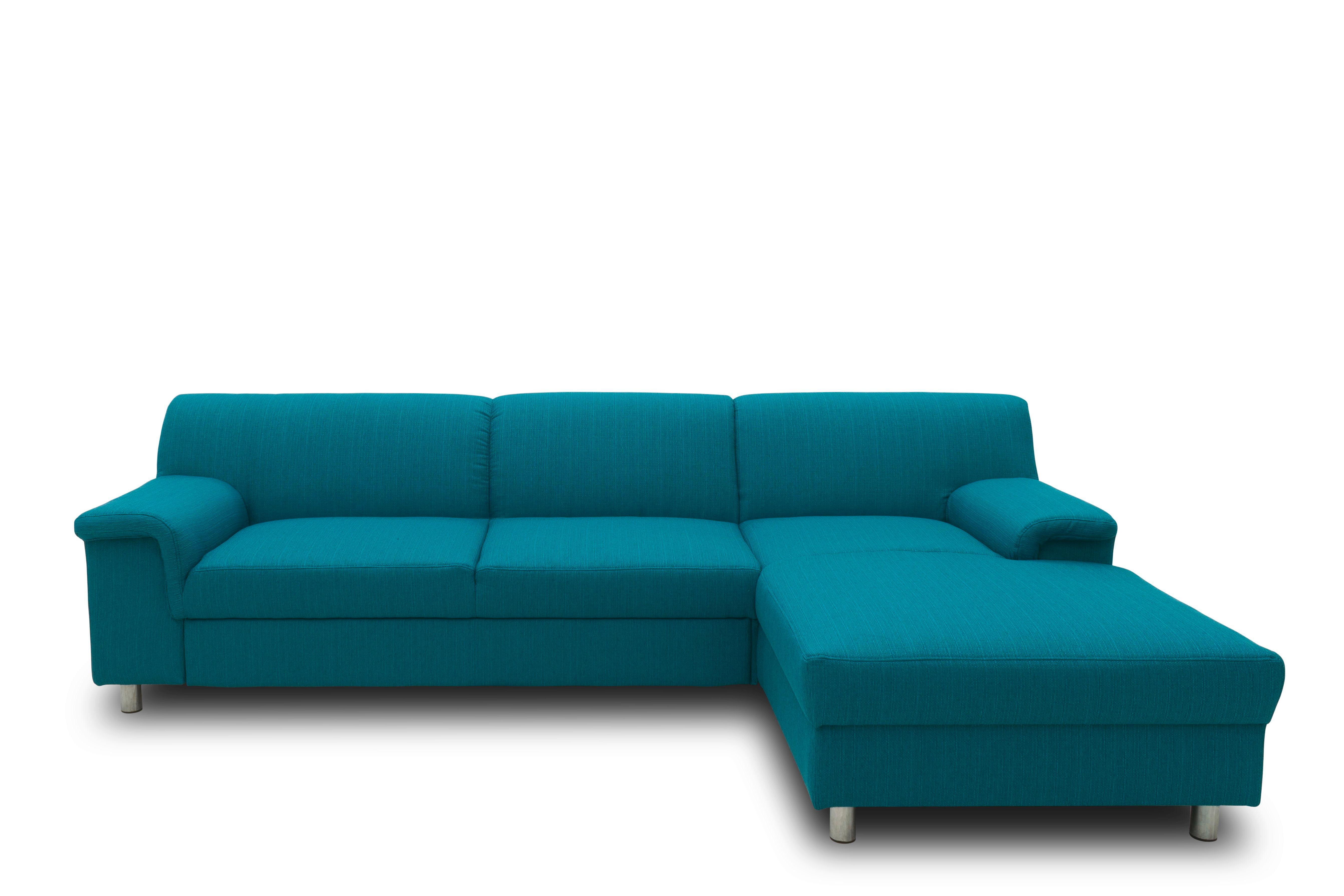 Ecksofa Jamie Rücken Echt Webstoff Petrol - Chromfarben/Petrol, KONVENTIONELL, Textil (251/150cm) - MID.YOU