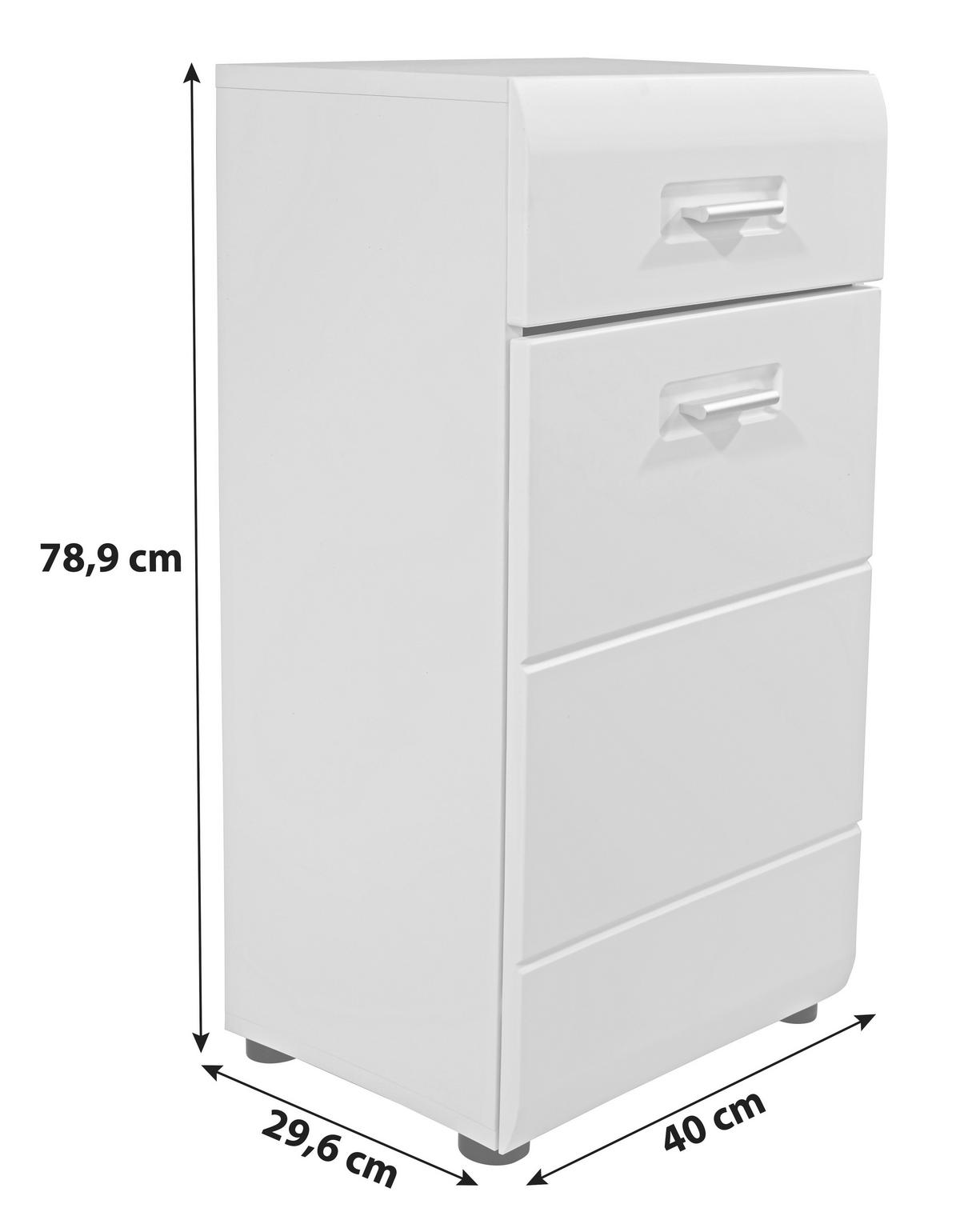 Unterschrank Mit Soft-Close Pearl B: 40 cm, Weiß Matt - Schwarz/Weiß, KONVENTIONELL, Holzwerkstoff (40/78,9/29,6cm)