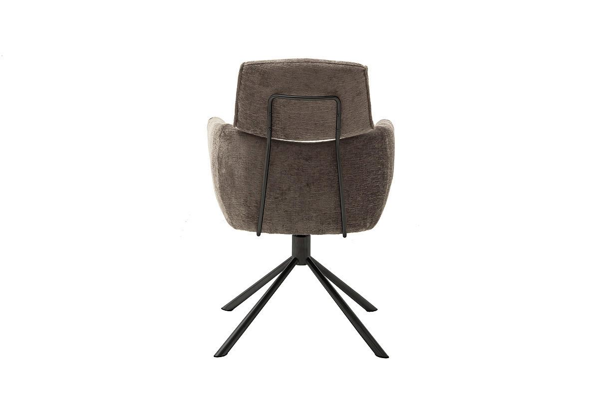 Armlehnstuhl Quebec Chenille Braun 360° drehbar - Schwarz/Braun, KONVENTIONELL, Textil/Metall (60/92/64cm)