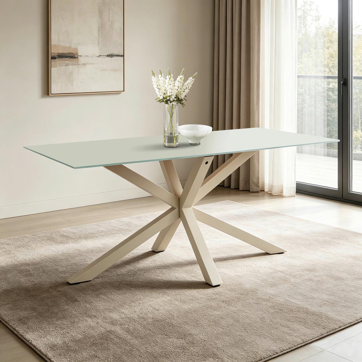 Esstisch Vanda Kaschmir L: 160 cm - Kaschmir, MODERN, Glas/Metall (160/90/75,5cm) - P & B