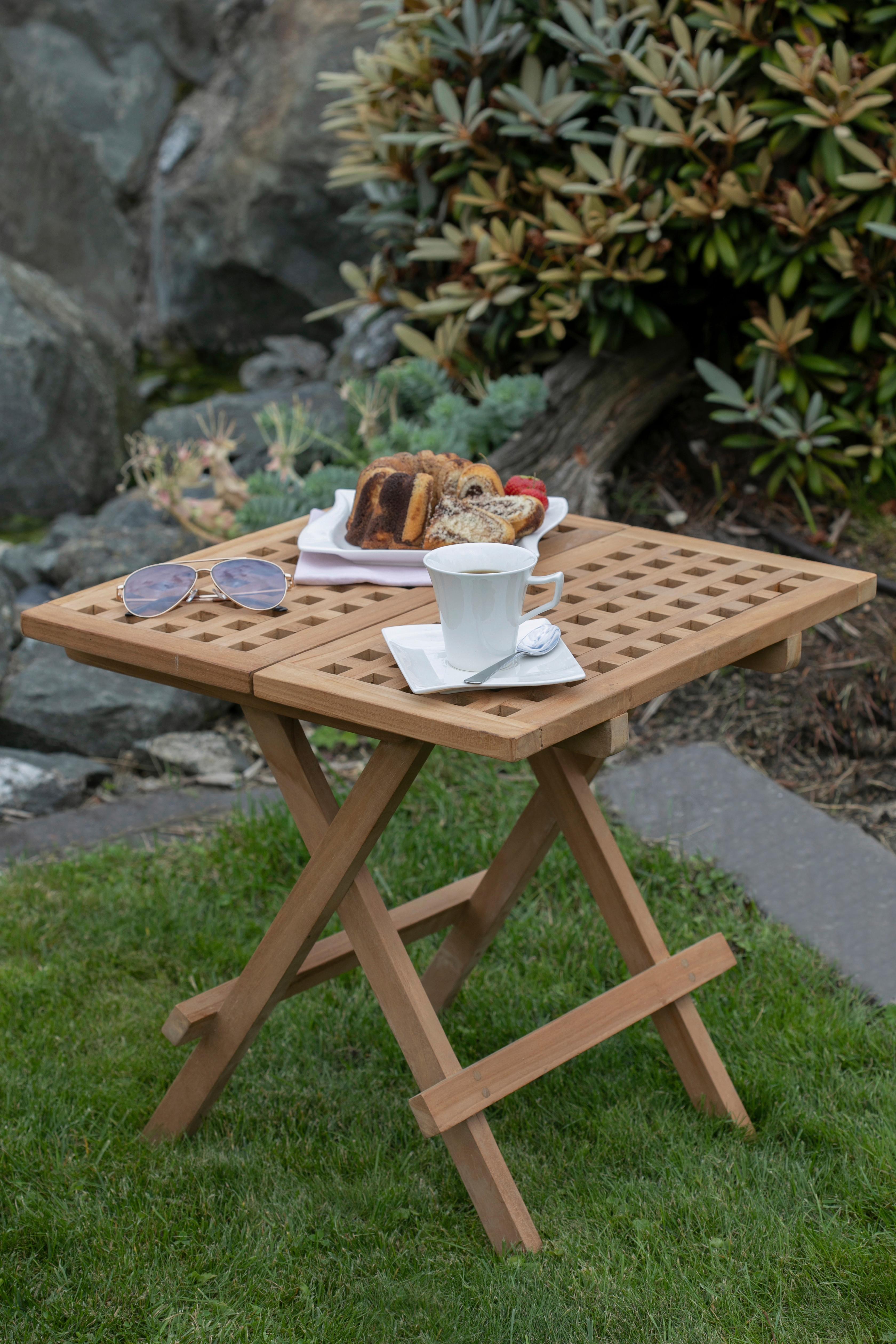 Gartenbeistelltisch Klappbar, Woodie aus Teakholz B: 50 cm - Teakfarben, Basics, Holz (50/50/50cm) - Gardenson