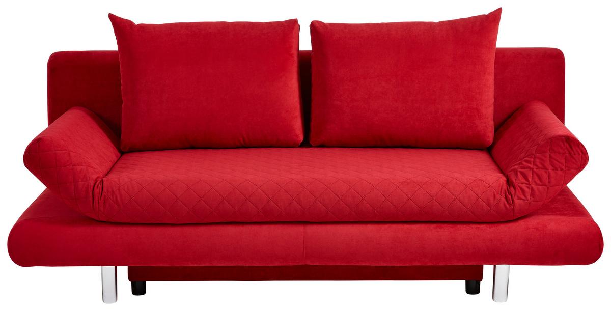 2-sitzer-sofa Mit Schlaffunktion Sorini B:194cm - Chromfarben/Rot, Design, Textil (194/73/91cm) - MID.YOU