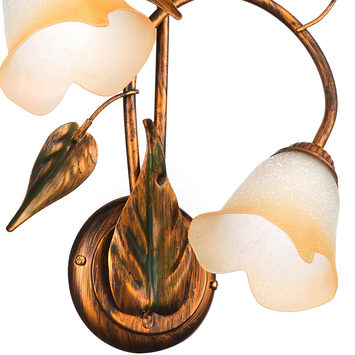 Wandleuchte 4620/Ap2 - Bronzefarben/Olivgrün, Natur, Glas/Metall (40/48cm)