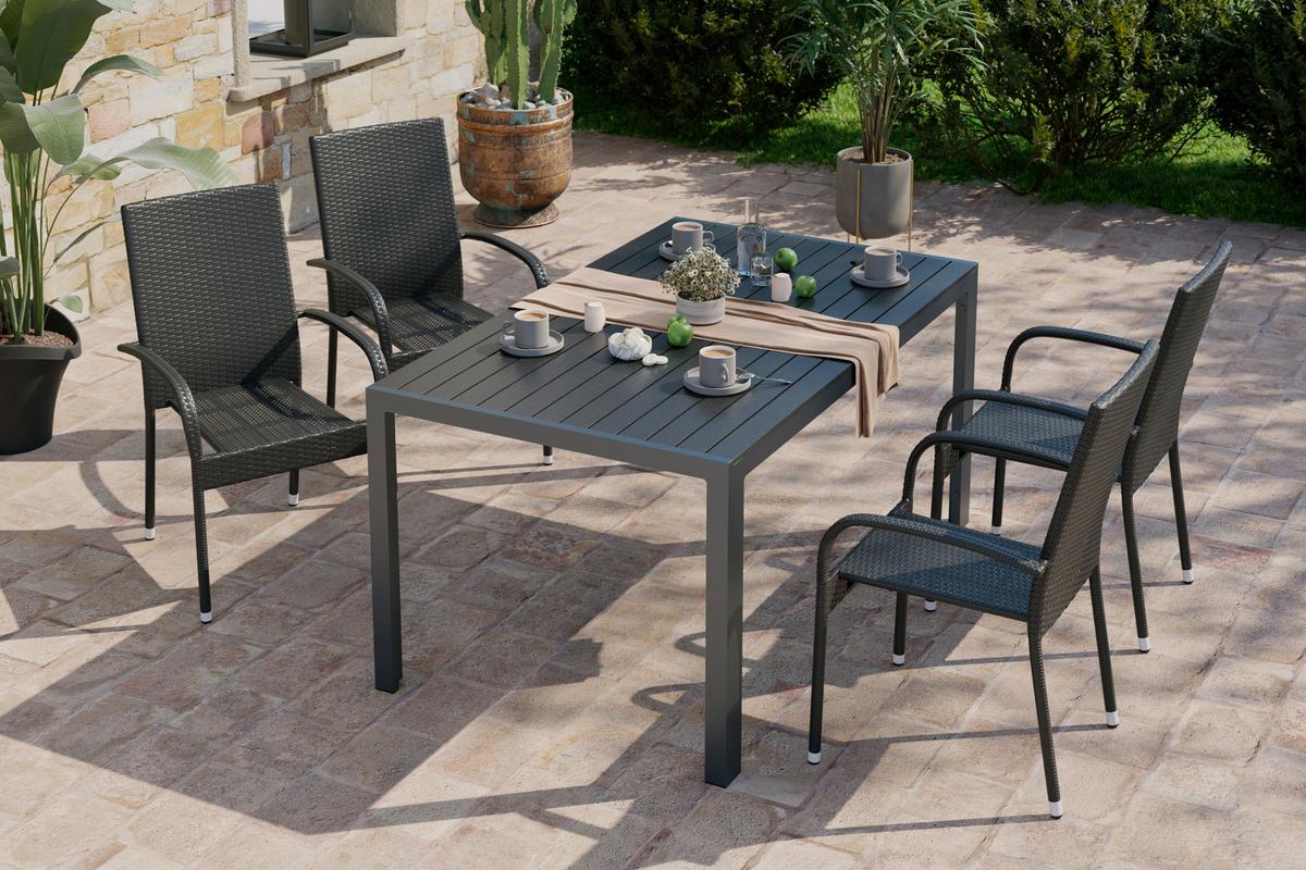 Gartensessel Elisa - Schwarz, MODERN, Kunststoff/Metall (55/45/47cm) - Beldano