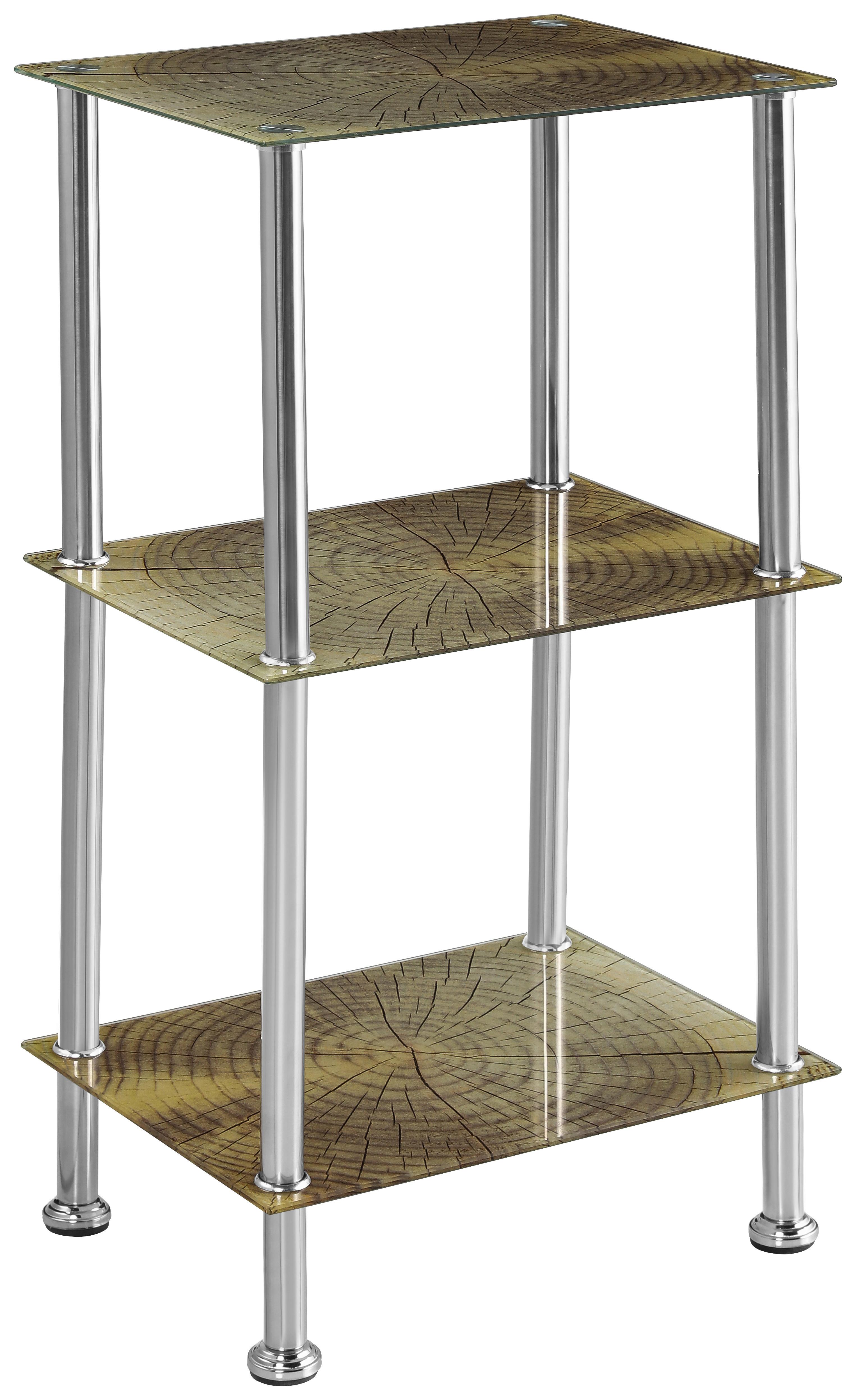 Regal mit Glasfächern Bedruckt Glare B 40cm, Edelstahl/Braun