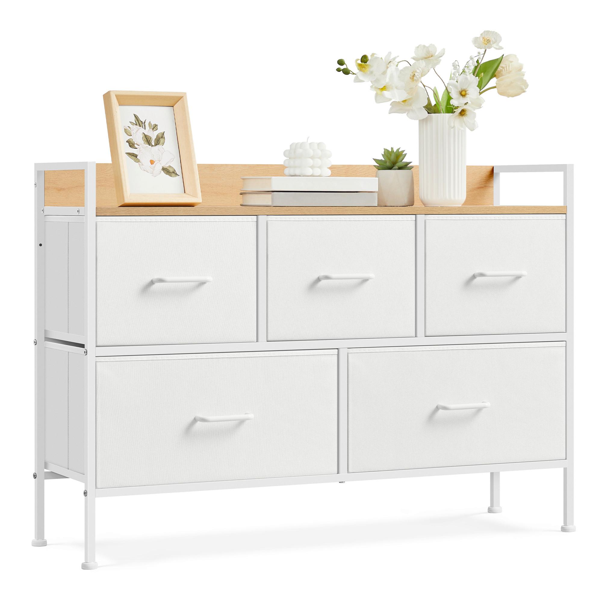 KOMMODE Weiß, Eiche Dekor B: 98,2cm - Eichefarben/Weiß, Basics, Holzwerkstoff/Textil (98,2/70/29cm)