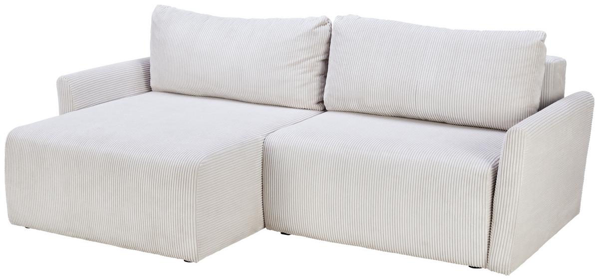 Ecksofa in Beige mit Cordbezug
