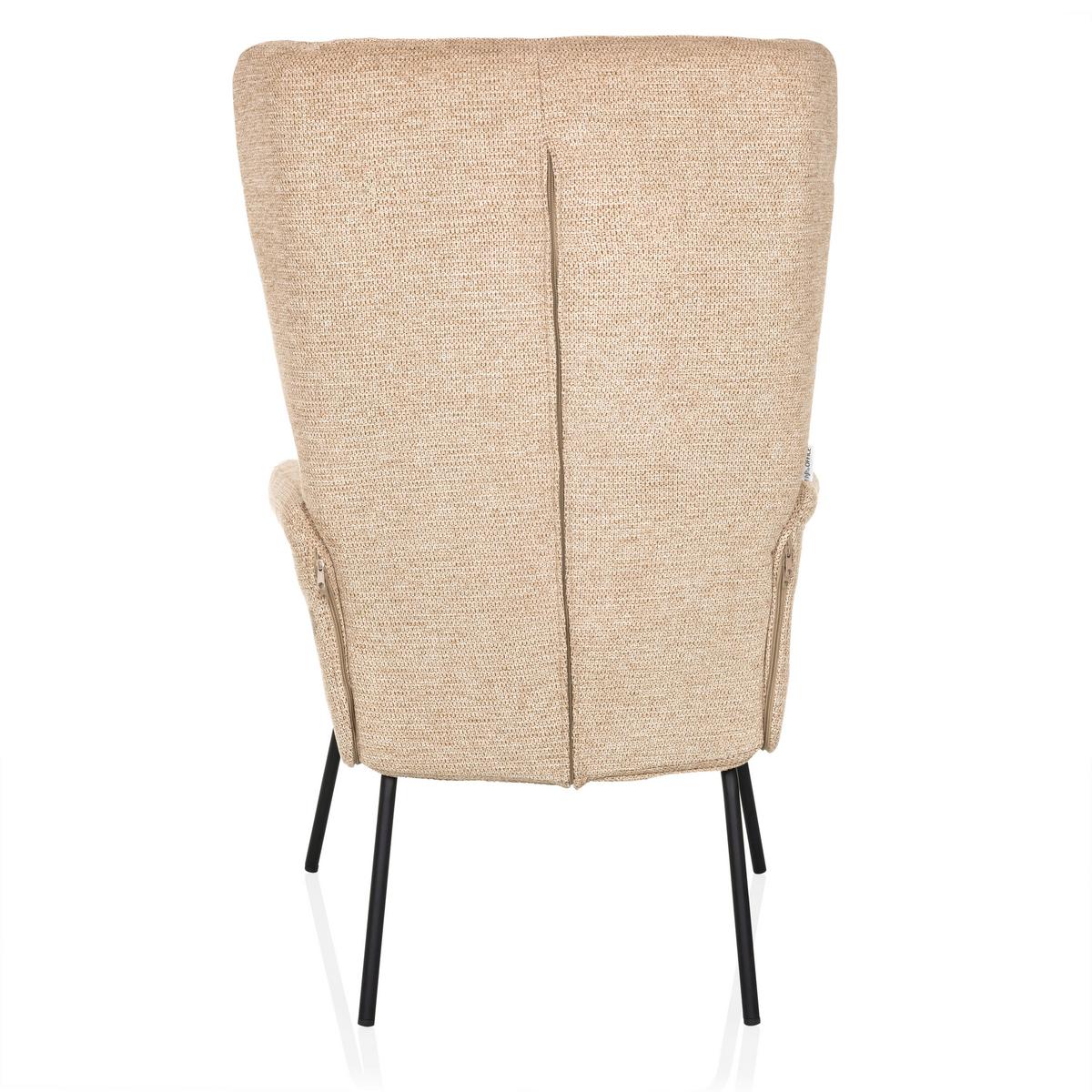 Ohrensessel Havenio Beige B: 71 cm - Beige/Schwarz, MODERN, Textil (71/110/71cm) - MID.YOU