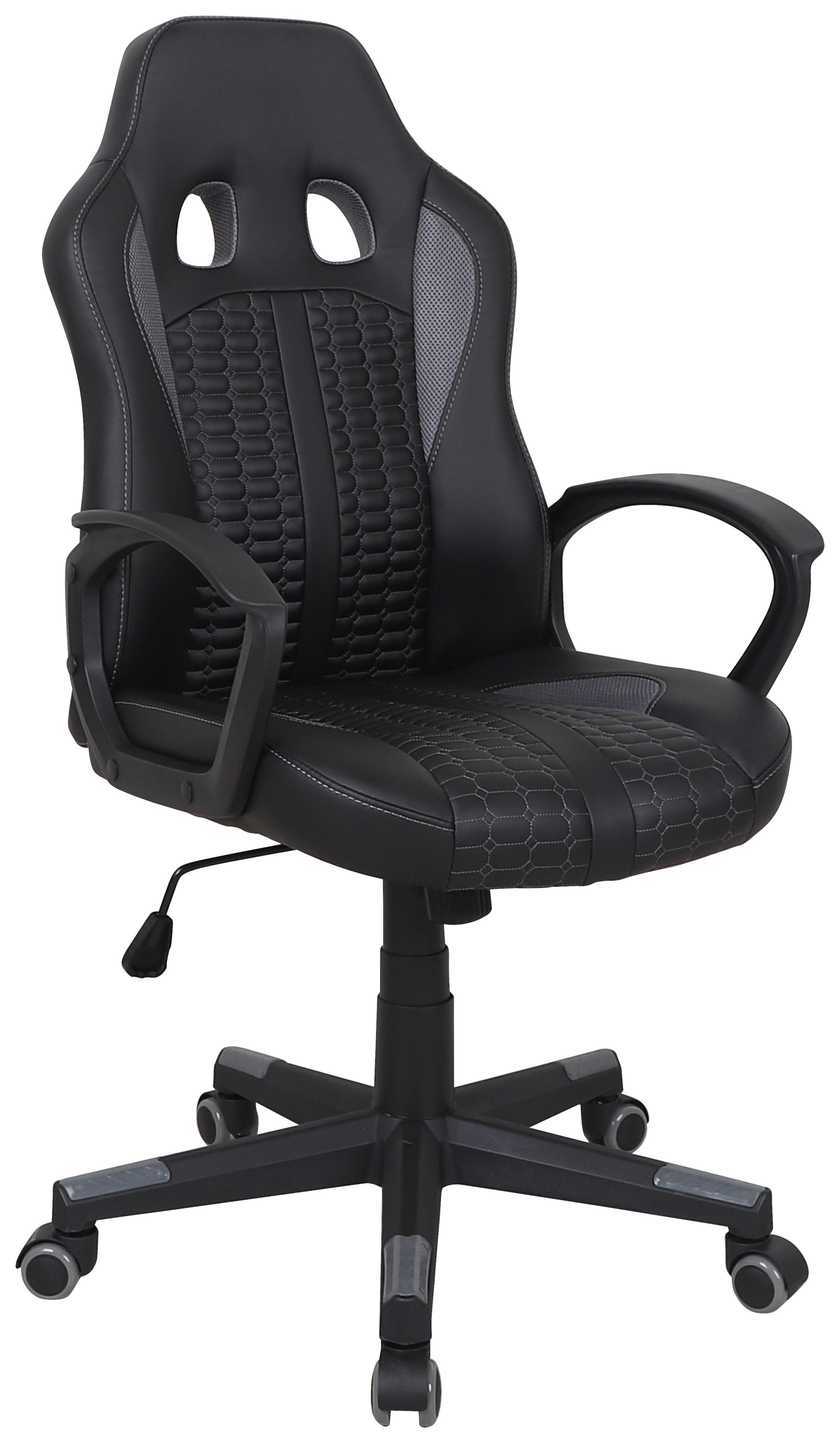 Gaming Stuhl Mid.you Modena Inklusive Armlehnen Schwarz - Schwarz/Grau, MODERN, Kunststoff/Textil (56/104-113/64cm) - MID.YOU