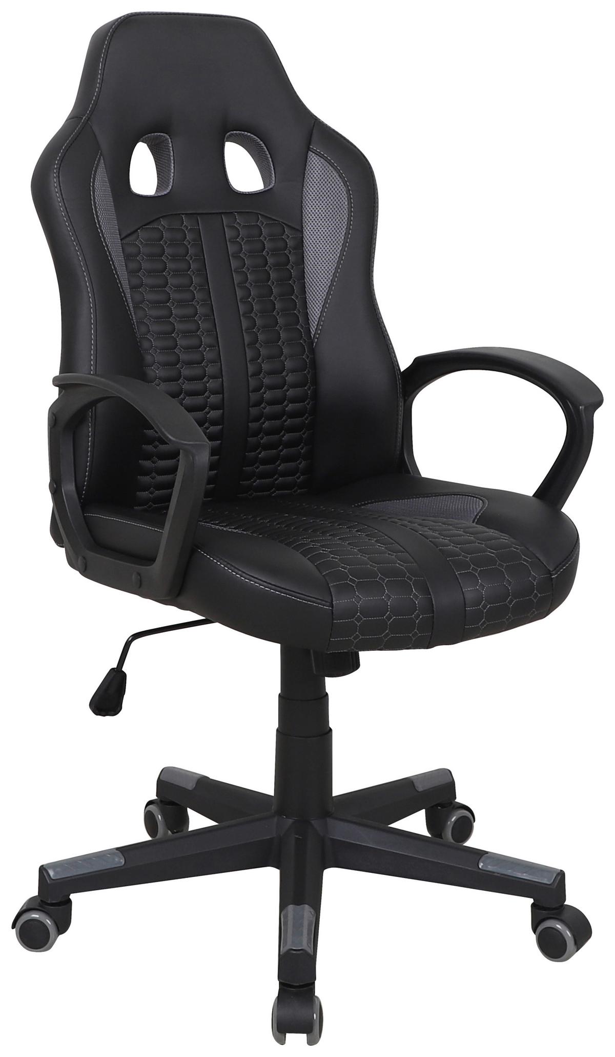 Gaming Stuhl Mid.you Modena Inklusive Armlehnen Schwarz - Schwarz/Grau, MODERN, Kunststoff/Textil (56/104-113/64cm) - MID.YOU