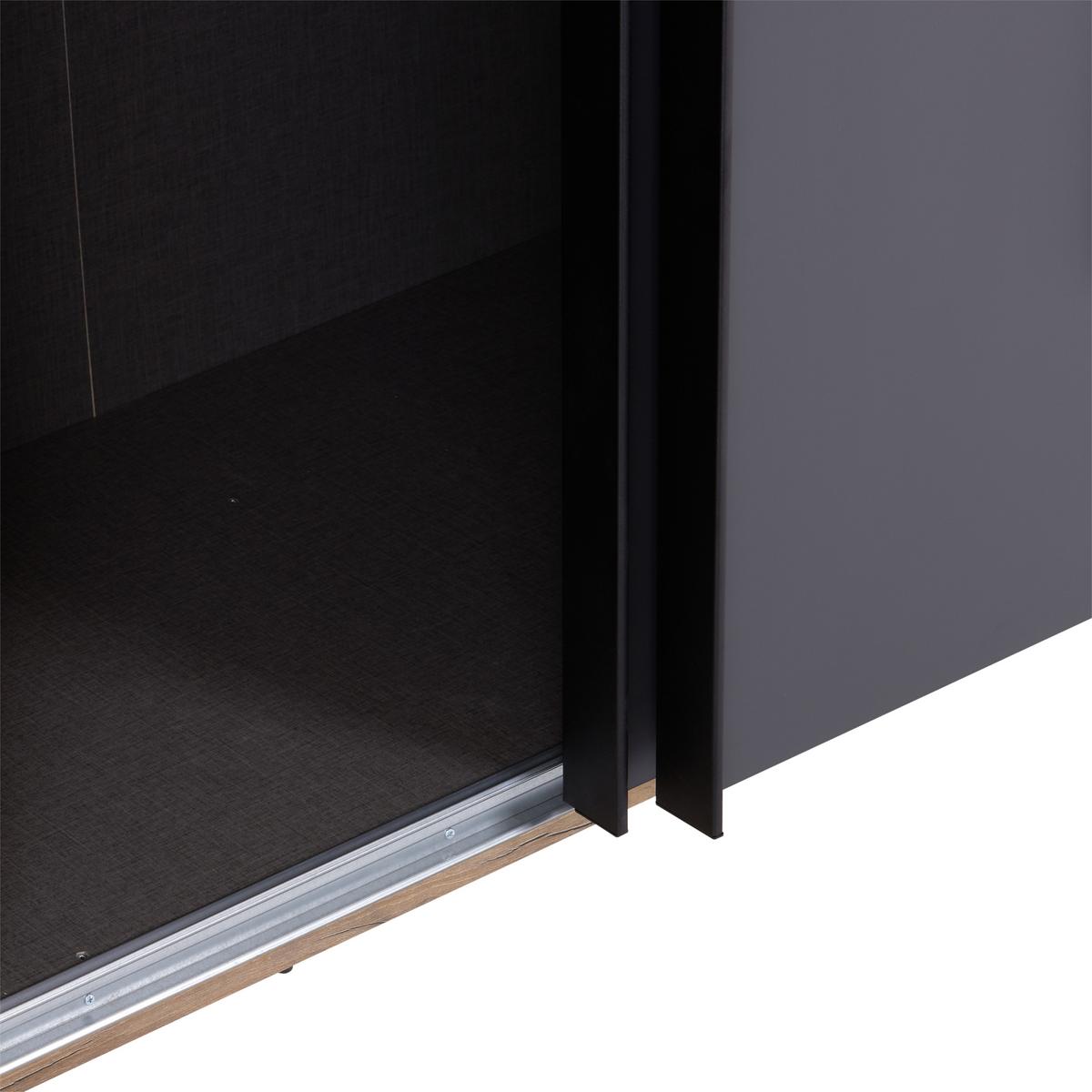 Schwebetürenschrank + Led 270cm , Graphit/eiche Dekor - Eichefarben/Graphitfarben, KONVENTIONELL, Holzwerkstoff (270/225,5/60cm) - James Wood