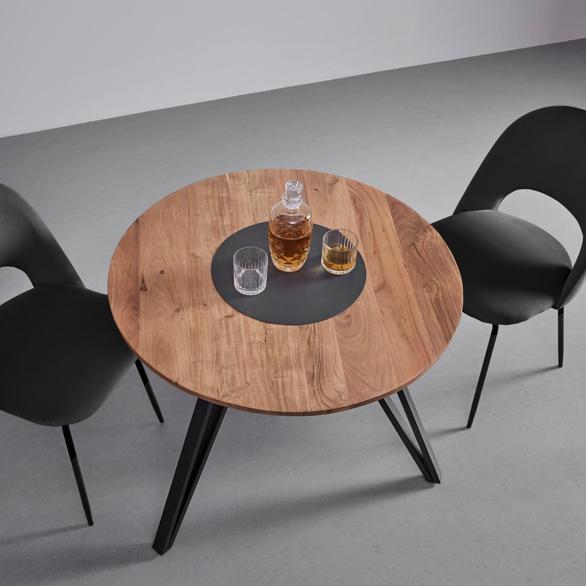 Jídelní stůl ELIAS 90cm - černá/barvy akácie, Moderní, kov/dřevo (90/74cm) - Bessagi Home